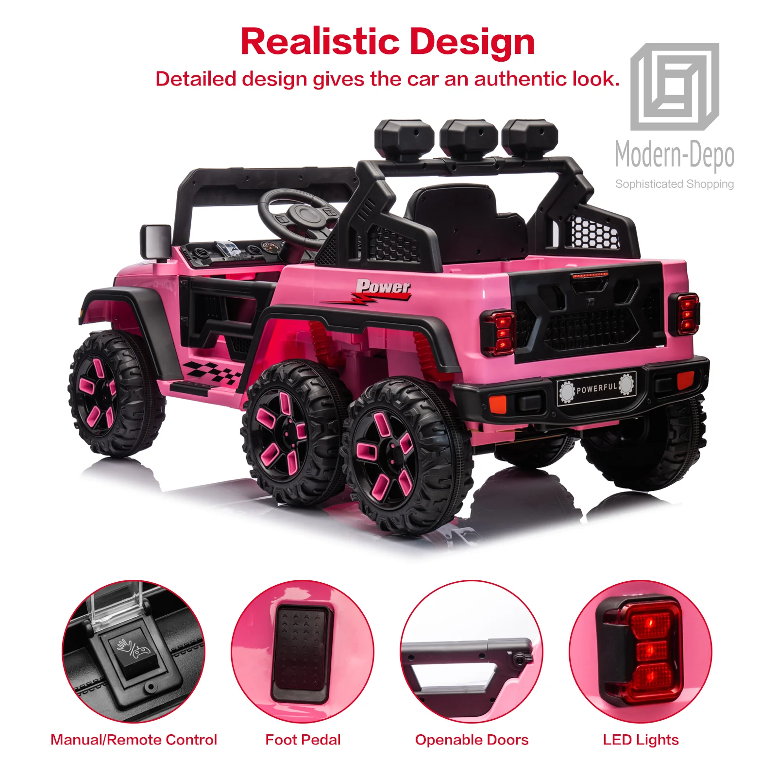 12V Electric Kids Ride-On Truck with Remote Control, DIY Stickers, and 6 Wheels - Image 7