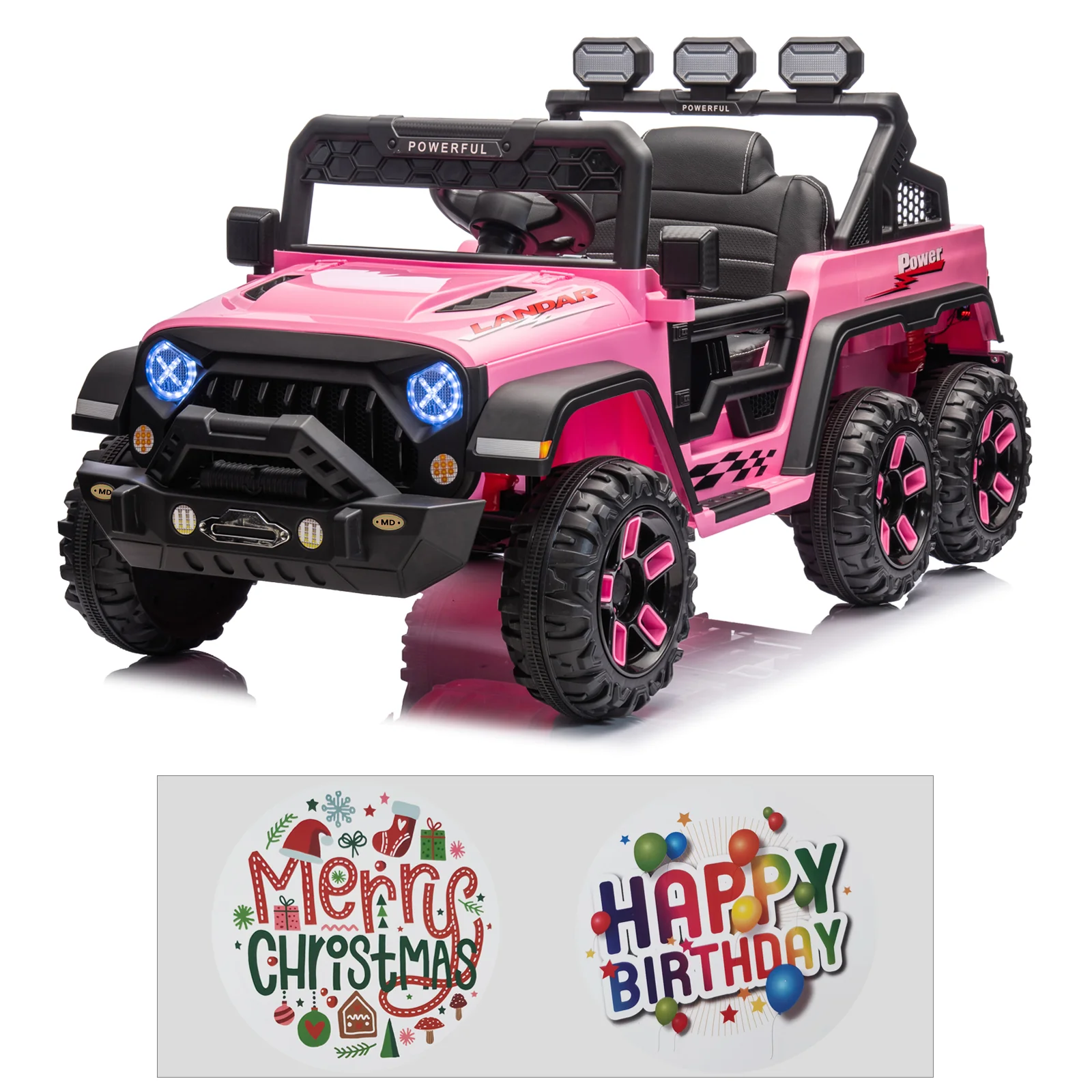 12V Electric Kids Ride-On Truck with Remote Control, DIY Stickers, and 6 Wheels - Image 9
