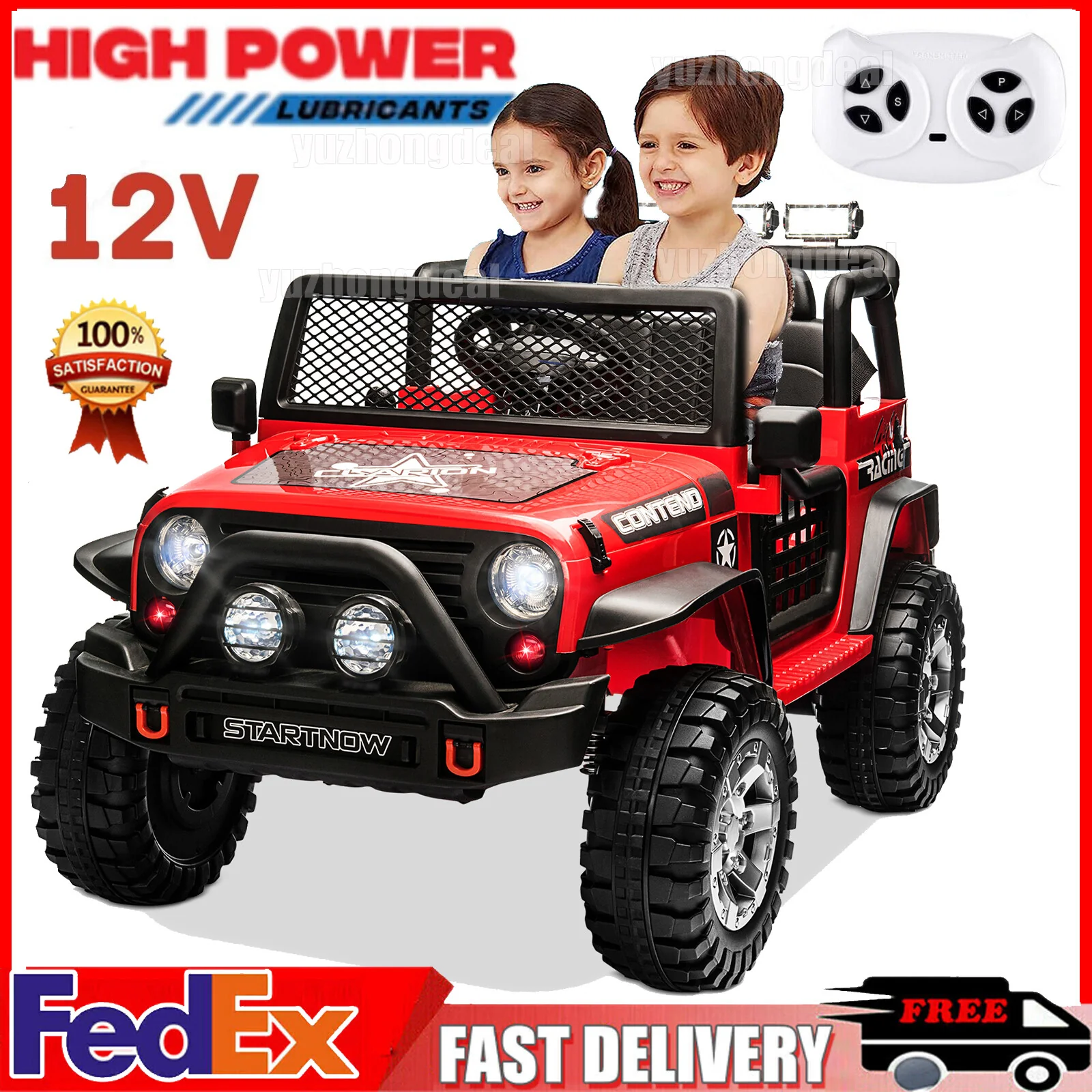12V Electric Kids Ride-On Jeep Truck Toy Vehicle with Remote Control and 2-Seater Capacity - Image 2