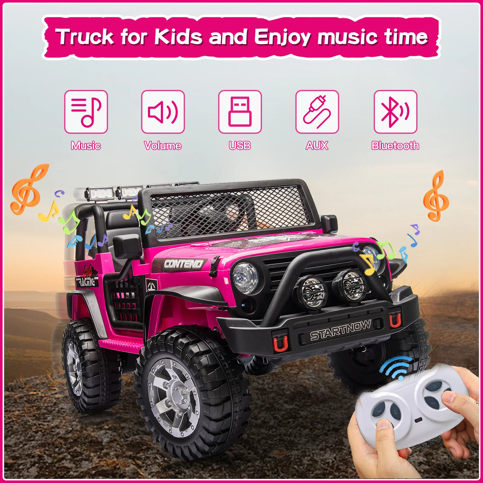 12V Electric 2-Seater Kids Ride-On Truck Jeep with Remote Control