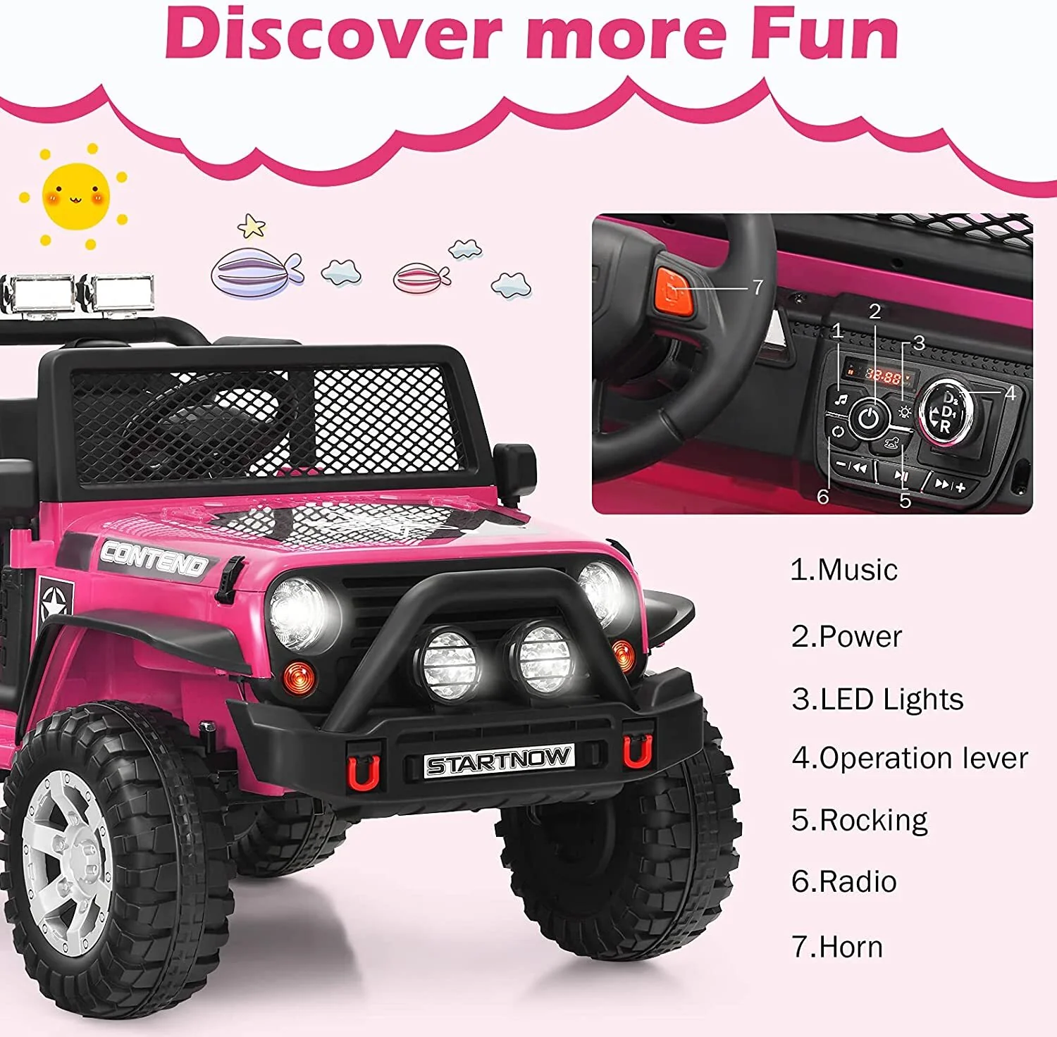 12V Electric Kids Ride-On 2-Seater Jeep Truck with Remote Control - Image 10