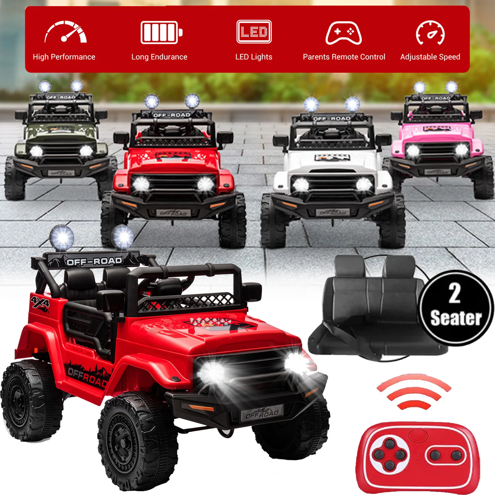 12V Electric 2-Seater Kids Ride-On Jeep Truck with Remote Control - Image 2