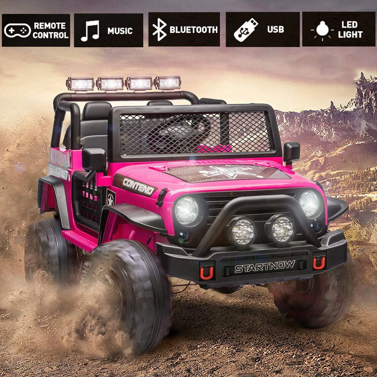 12V Kids Electric Ride-On Off-Road Jeep Truck with 2 Seats and Remote Control