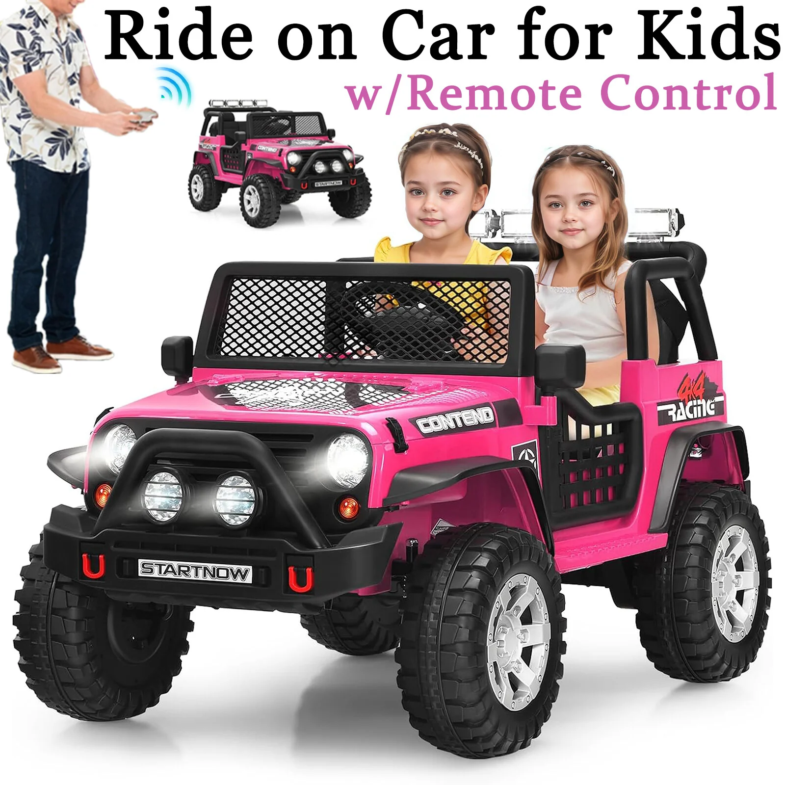 12V Electric Kids Ride-On Jeep Truck with 2 Seats and Remote Control Off-Road Vehicle