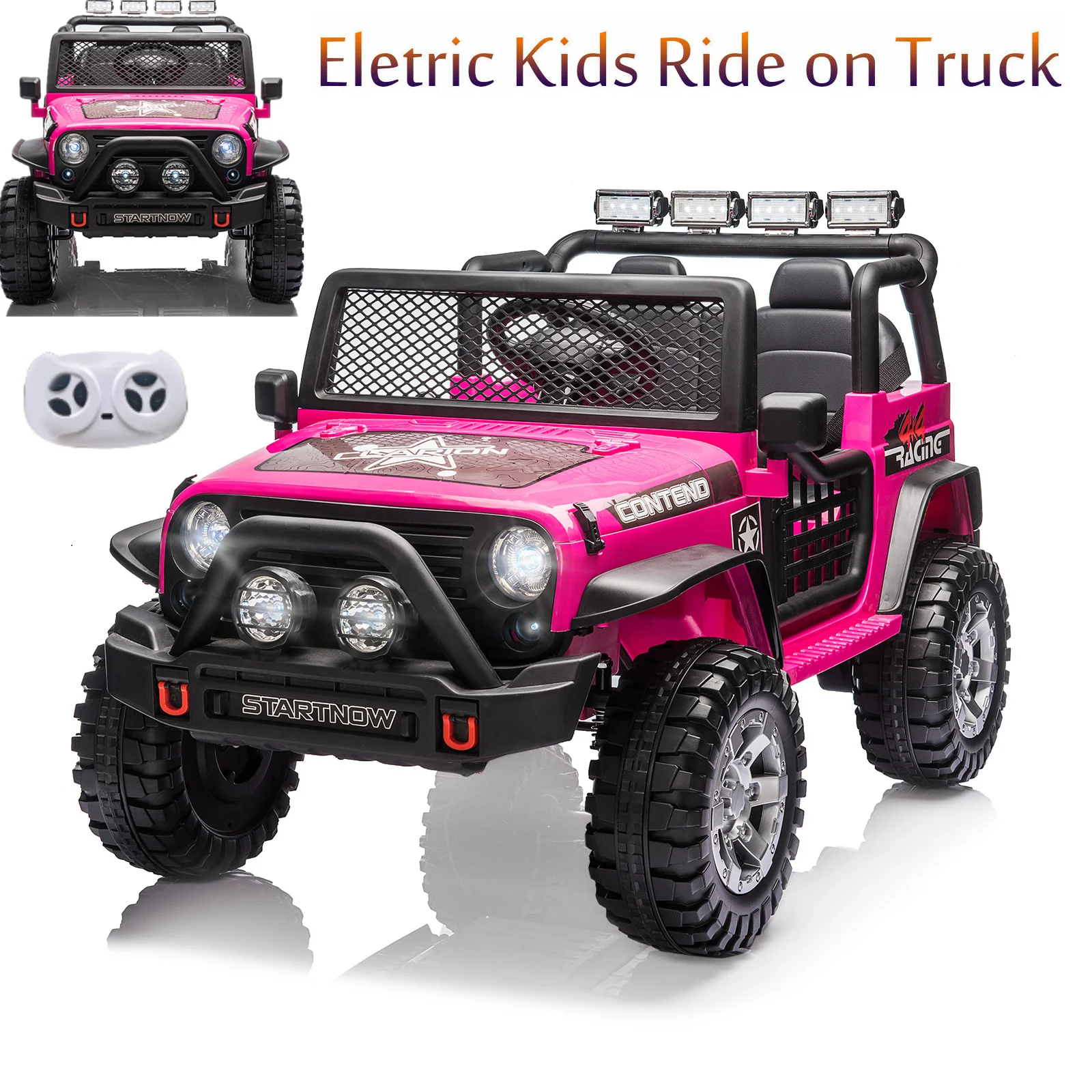 12V Electric Kids Ride-On Jeep Truck with 2 Seats Off-Road Vehicle and Remote Control