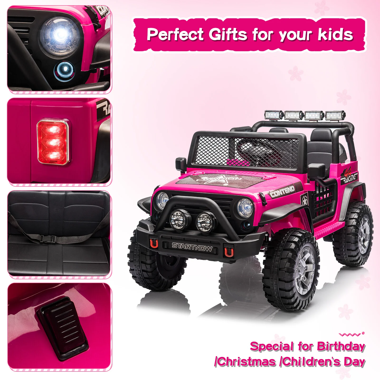 12V Electric Kids Ride-On Jeep Truck with 2 Seats Off-Road Vehicle and Remote Control - Image 7