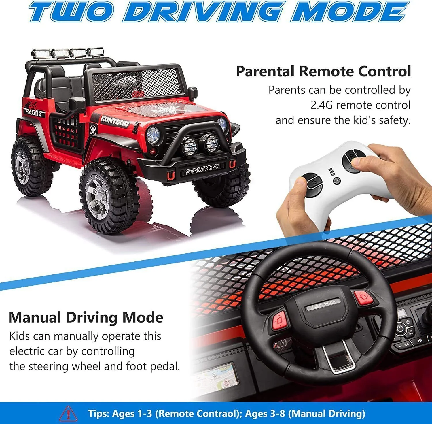 12V Kids Electric Ride-On Jeep Truck with Remote Control, MP3, and LED Lights - Image 18