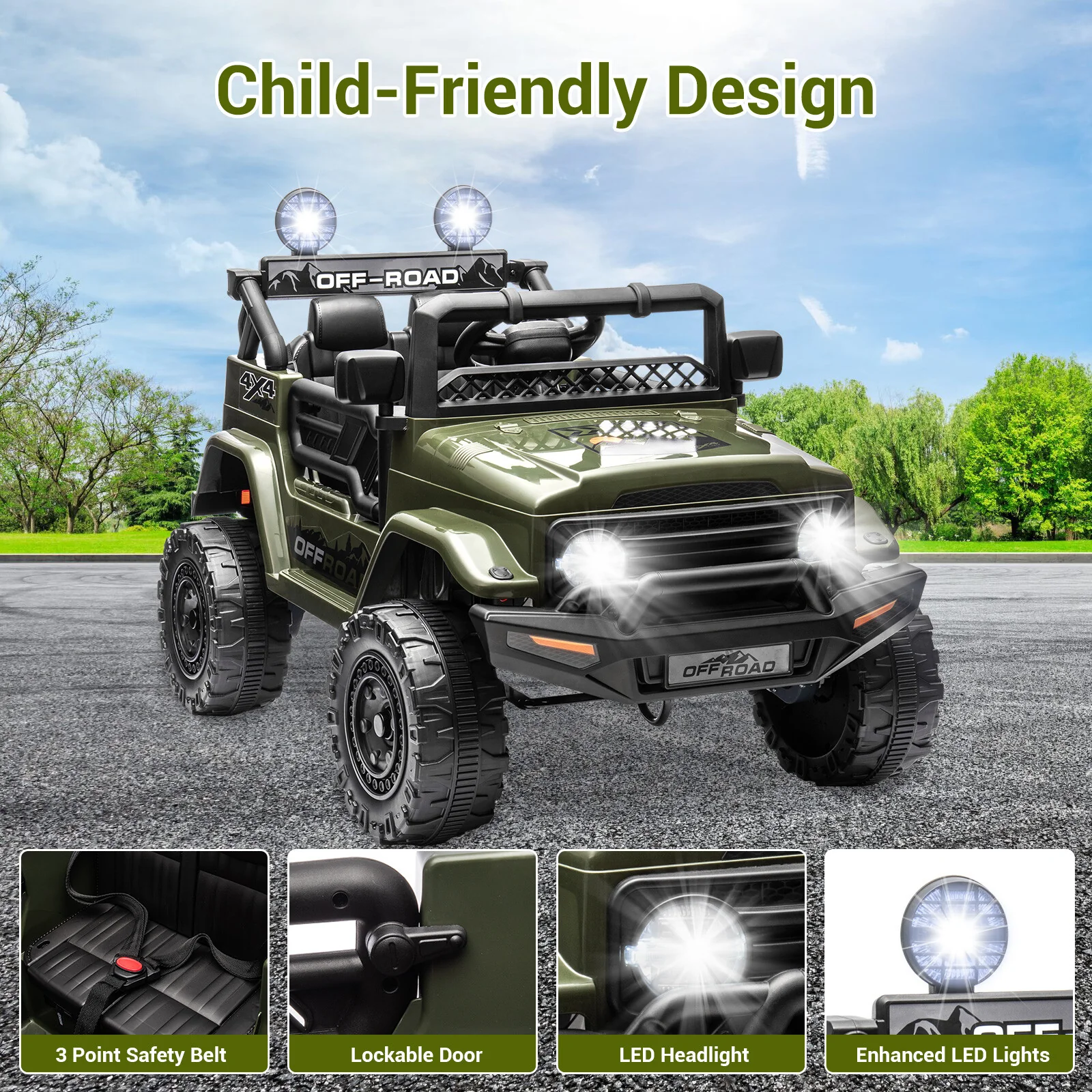 12V Electric Kids Ride On Jeep Truck, 2 Seater Vehicle with Remote Control - Image 7