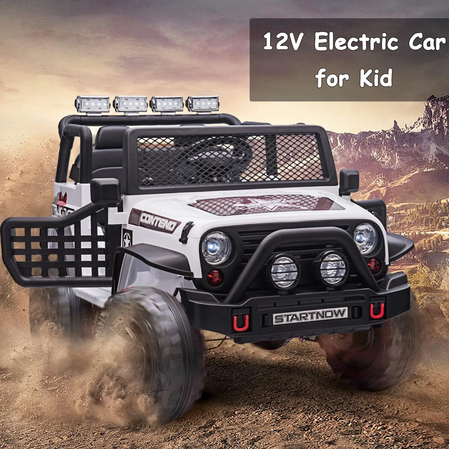 12V Kids Electric Ride On Jeep Truck, 2 Seater Vehicle with Remote Control - Image 11