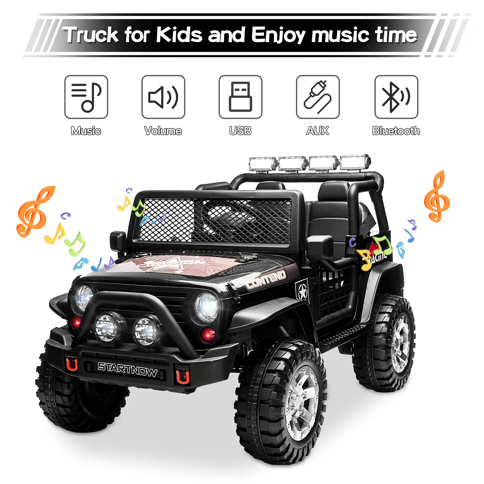 12V Kids Electric Ride On Jeep Truck, 2 Seater Vehicle with Remote Control - Image 2