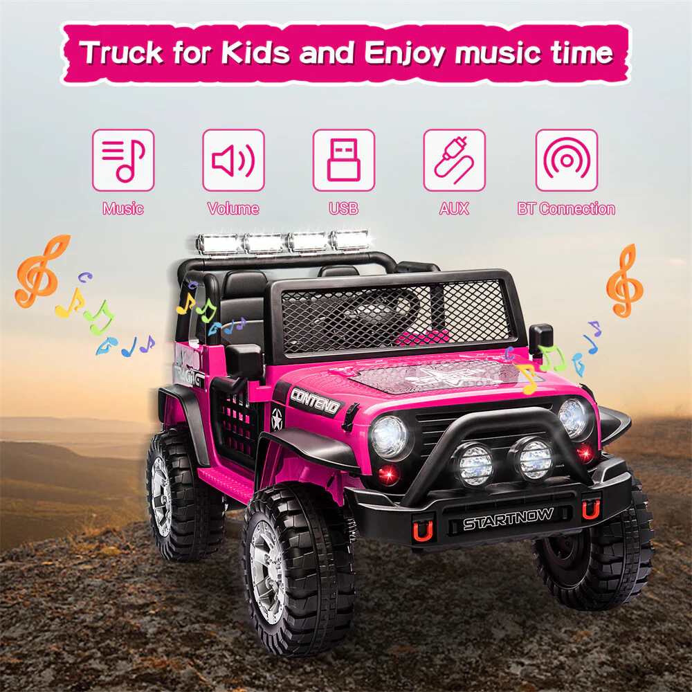12V Electric 2-Seater Kids Ride-On Jeep Truck with Remote Control Toy Vehicle - Image 3