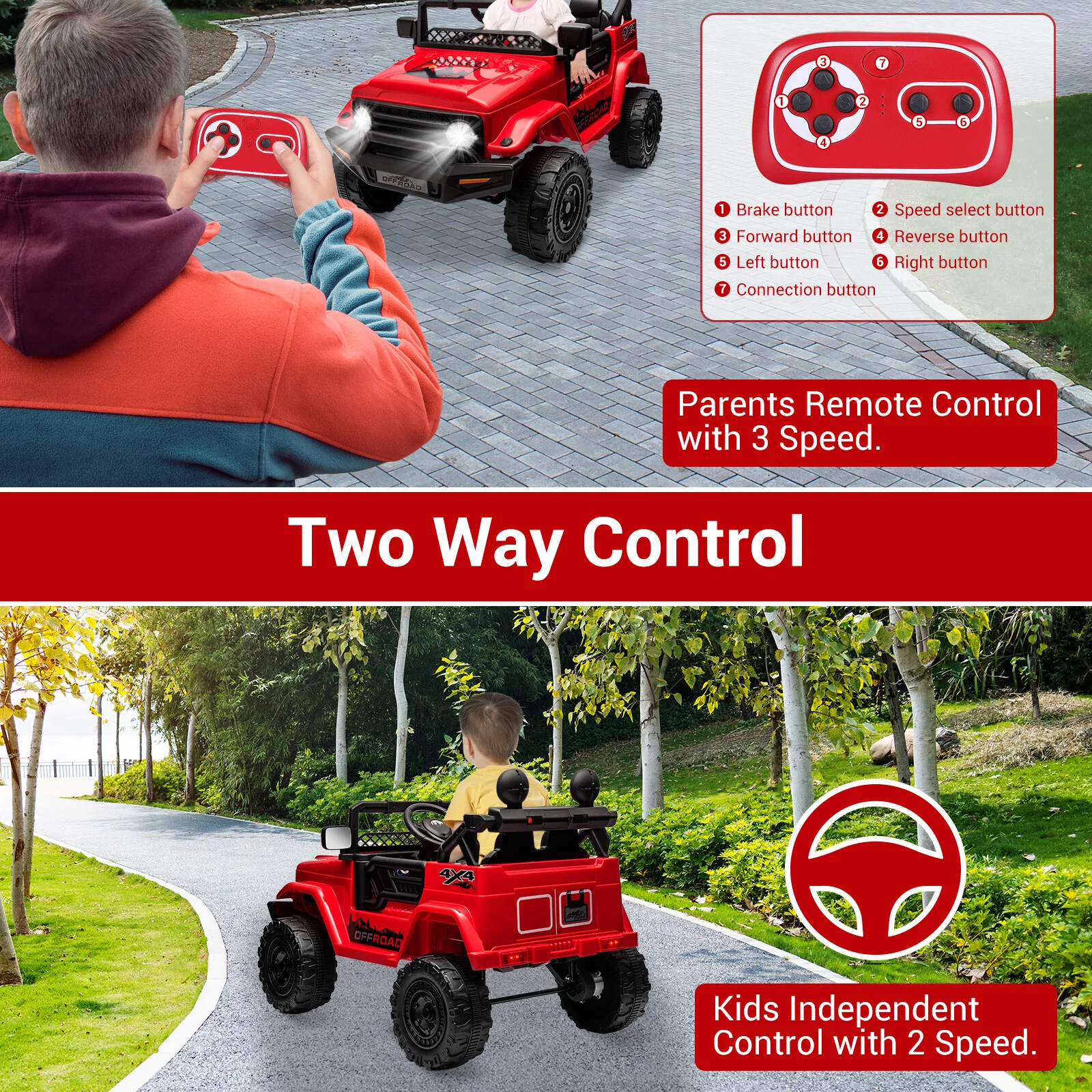 12V Electric Ride-On Jeep Truck for Kids with Remote Control, Toy Vehicle - Image 4