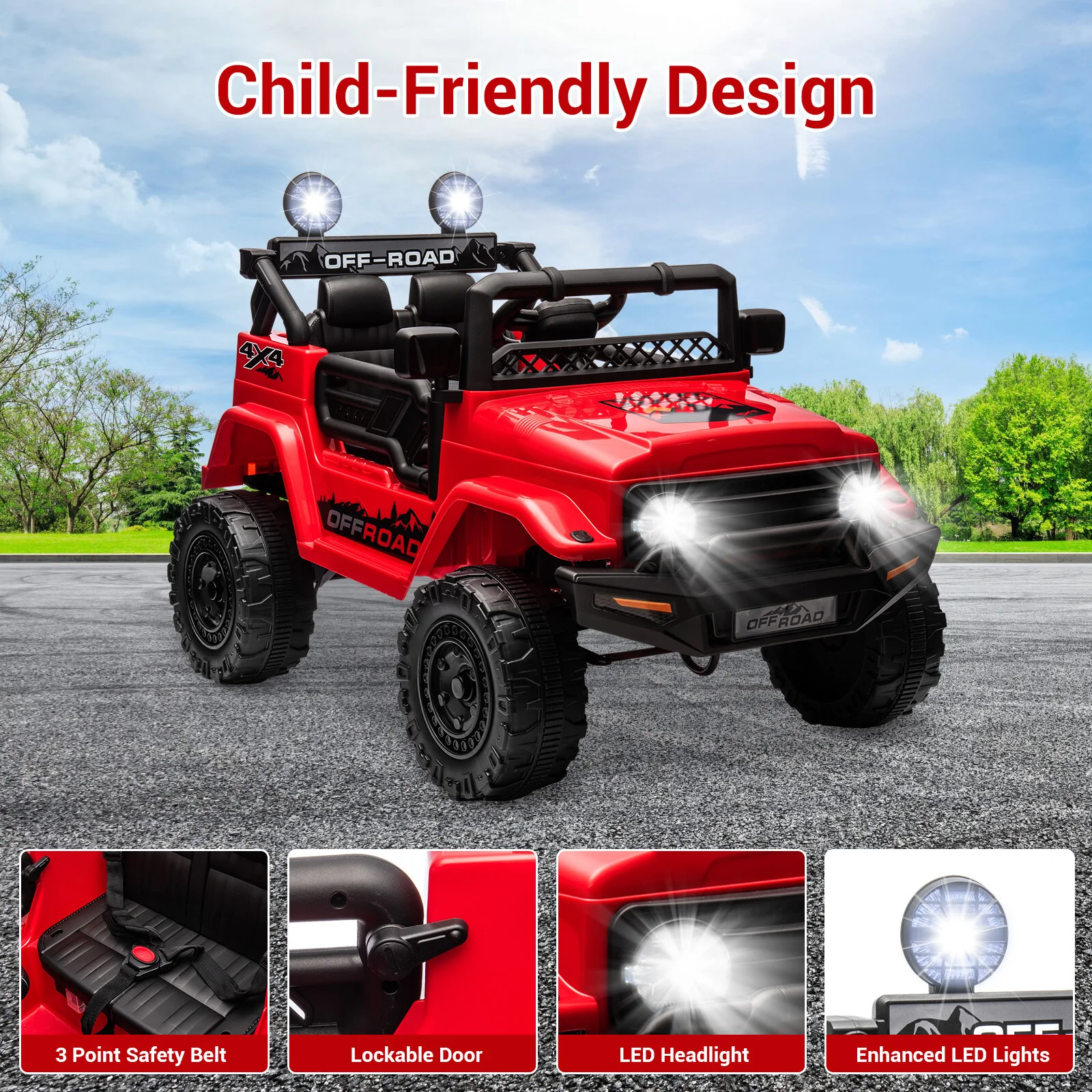 12V Electric Ride-On Jeep Truck for Kids with Remote Control, Toy Vehicle - Image 6