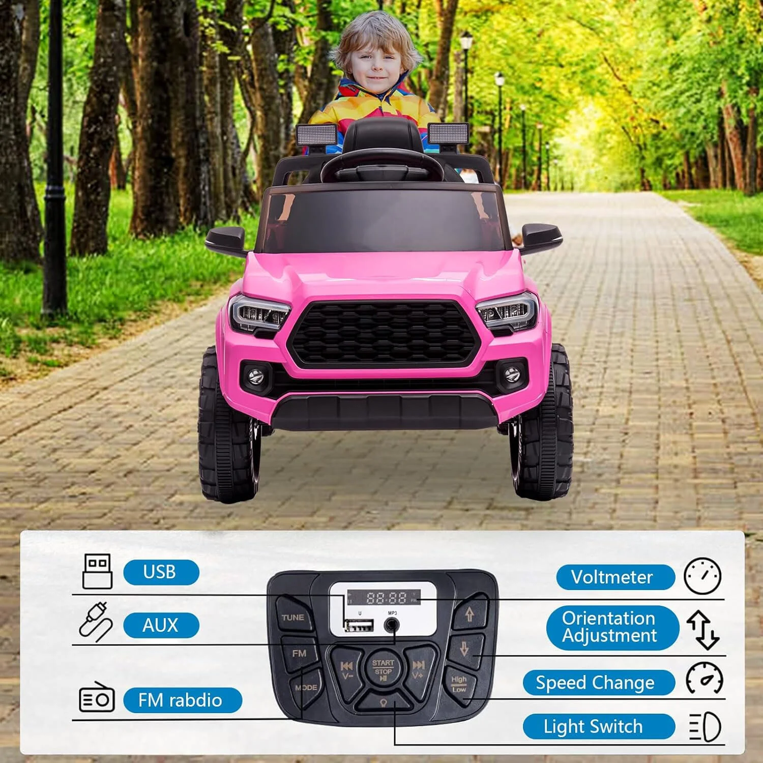 12V Kids Electric Ride-On Car with Remote Control and LED Headlights - Image 11