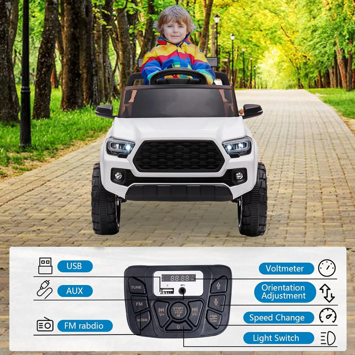 12V Kids Electric Ride-On Car with Remote Control and LED Headlights - Image 18