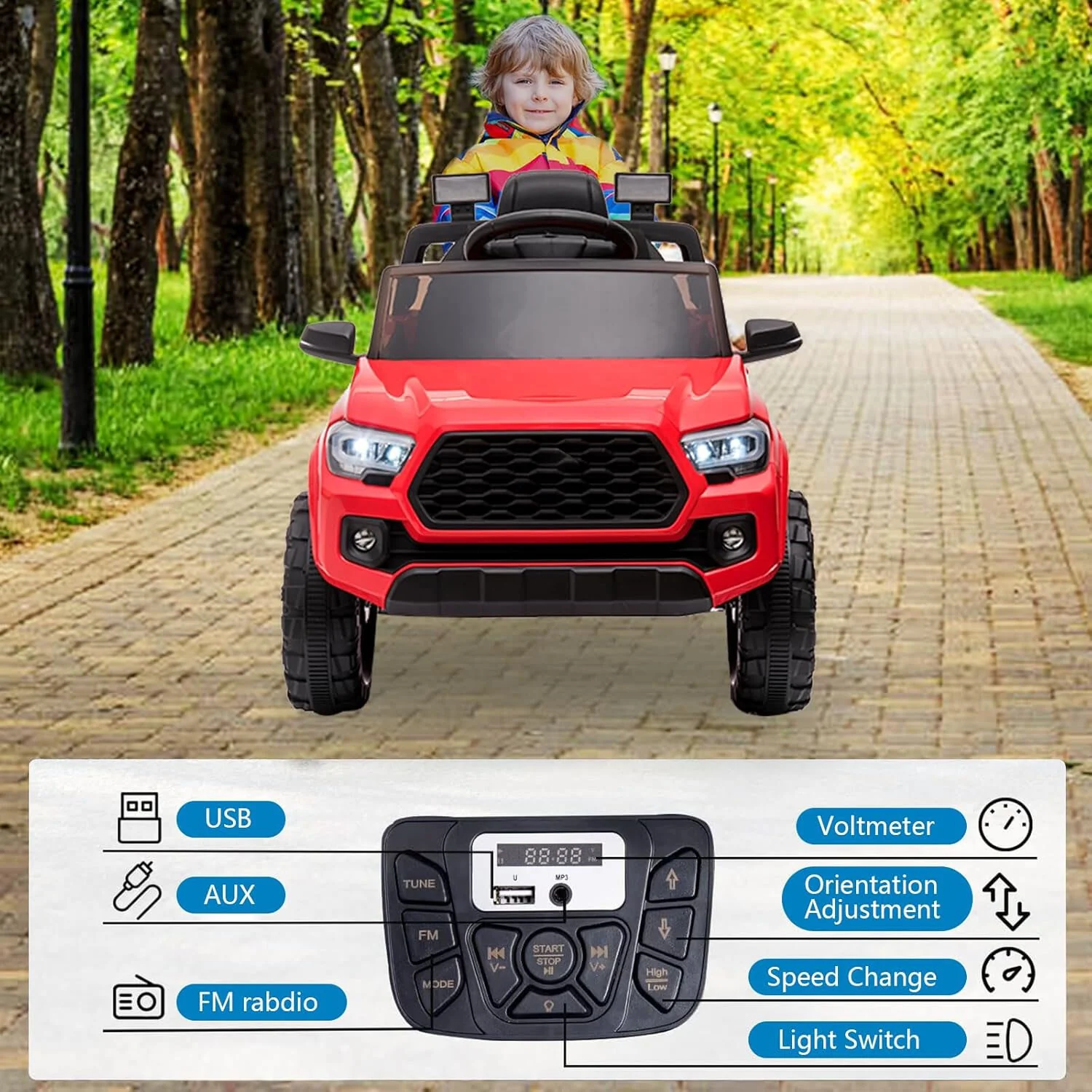 12V Kids Electric Ride-On Car with Remote Control and LED Headlights - Image 23