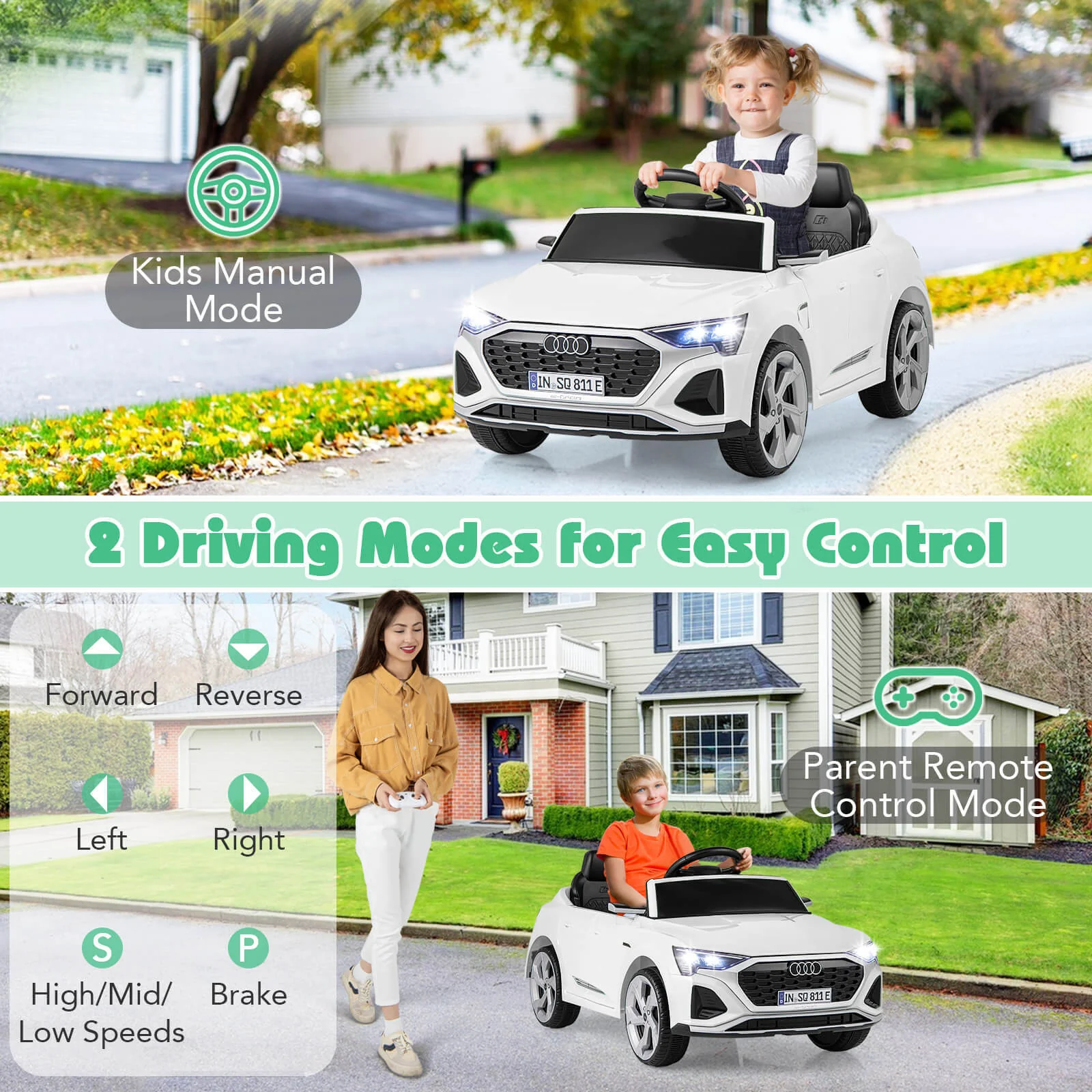 12V Kids Licensed Audi SQ8 Electric Ride-On Car with Remote Control - Image 4