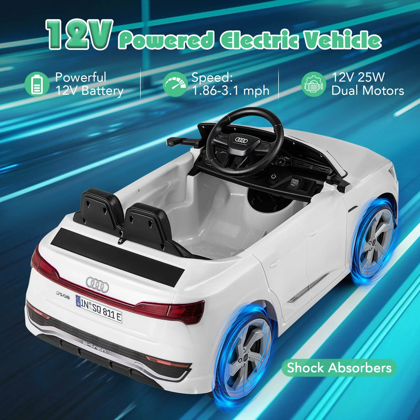 12V Kids Ride-On Electric Car Licensed Audi SQ8 with Remote Control - Image 6