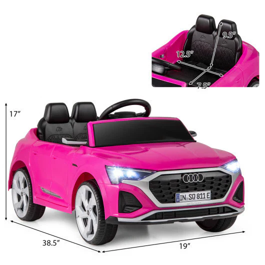 12V Pink Audi SQ8 Licensed Ride-On Car for Kids with Remote Control and 3 Speed Options - Image 4