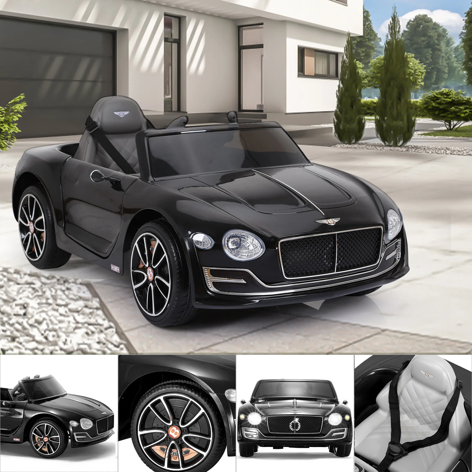 12V Kids Electric Ride-On Car Licensed Bentley Style with Remote Control, LED Lights, and MP3 Player - Image 2