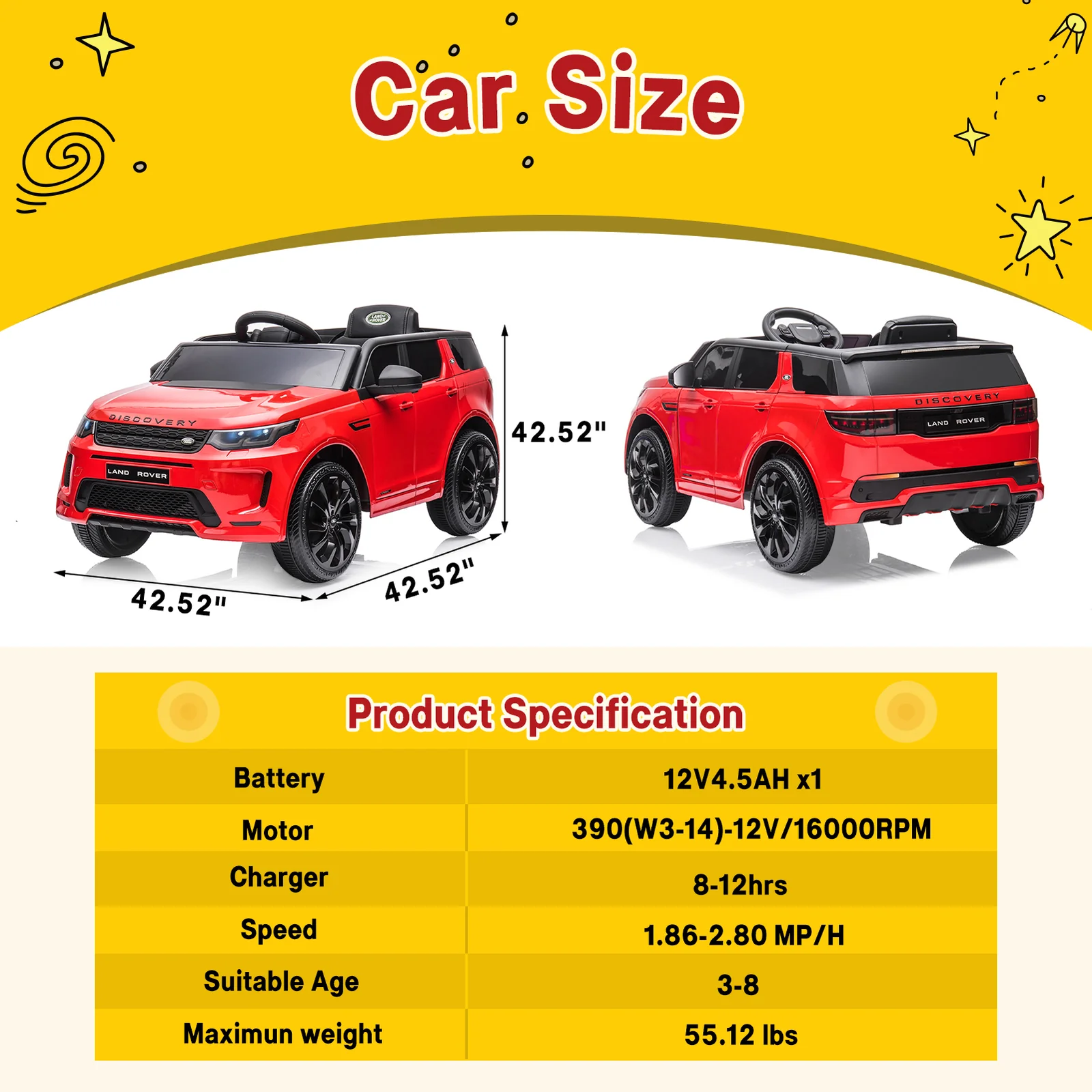 12V Licensed Land Rover Electric Ride-On Car for Kids with Parent Remote Control - Image 4
