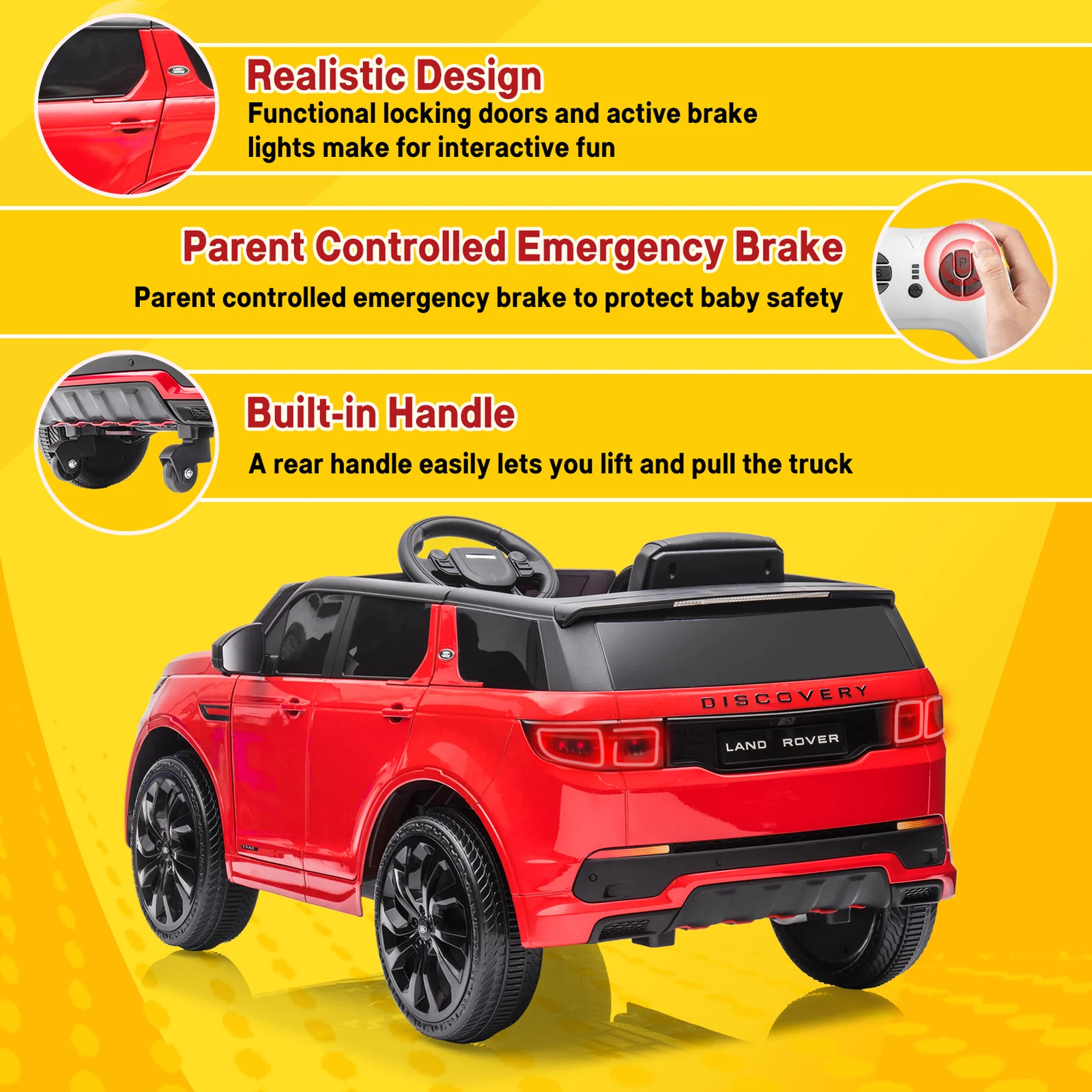 12V Licensed Land Rover Electric Ride-On Car for Kids with Parent Remote Control - Image 5