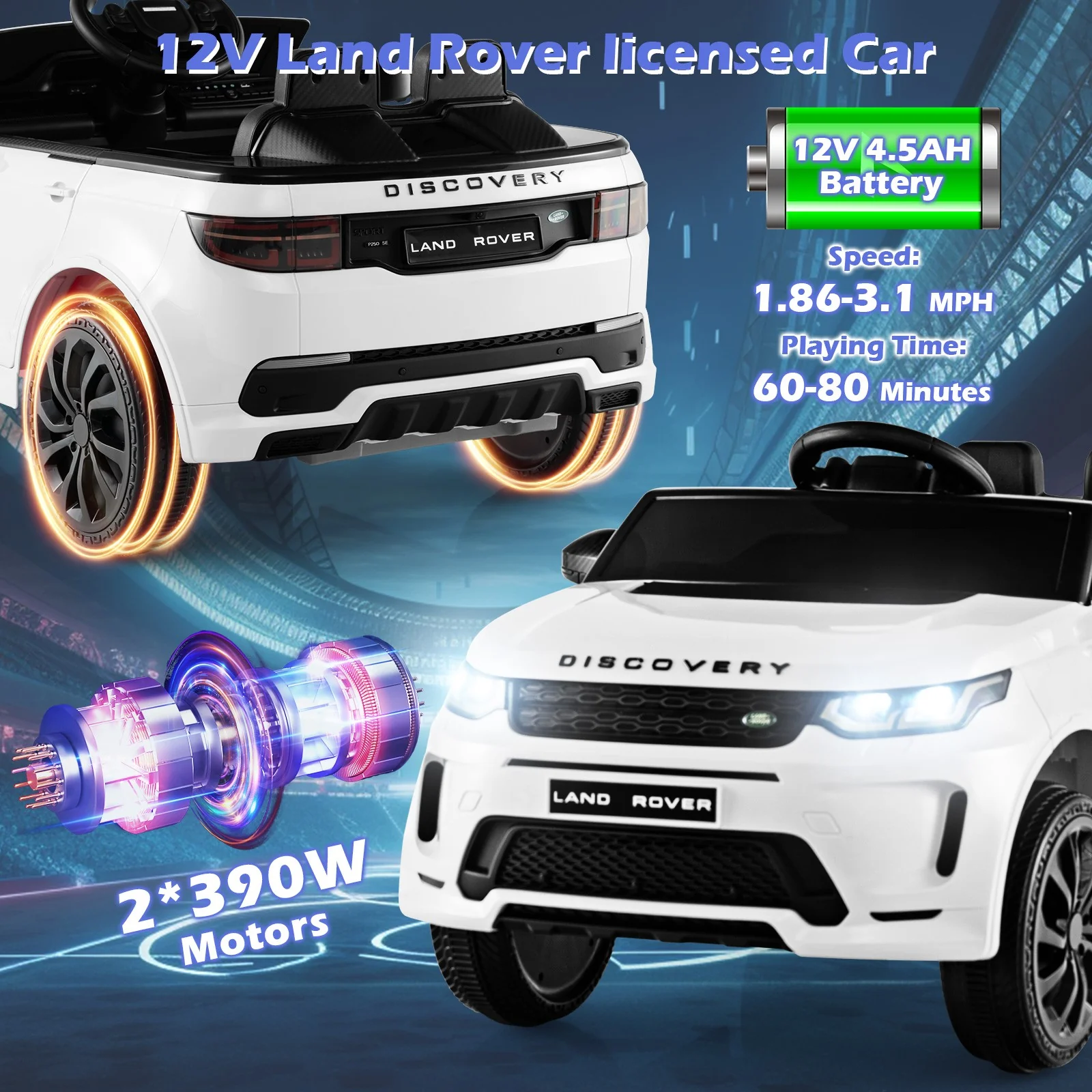 12V Kids Licensed Land Rover Electric Ride-On Car with Remote Control - Image 5