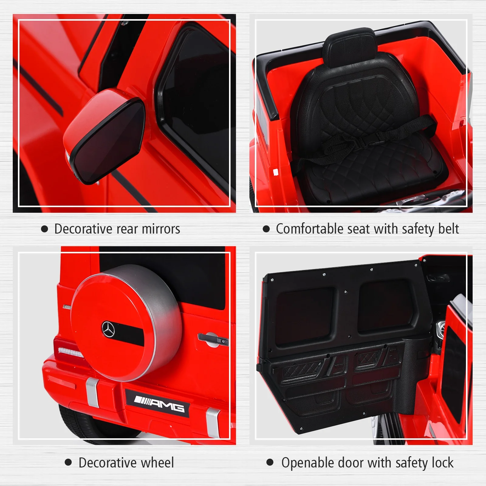 12V Kids Ride-On Mercedes G63 Car with Music and Remote Control Red - Image 11