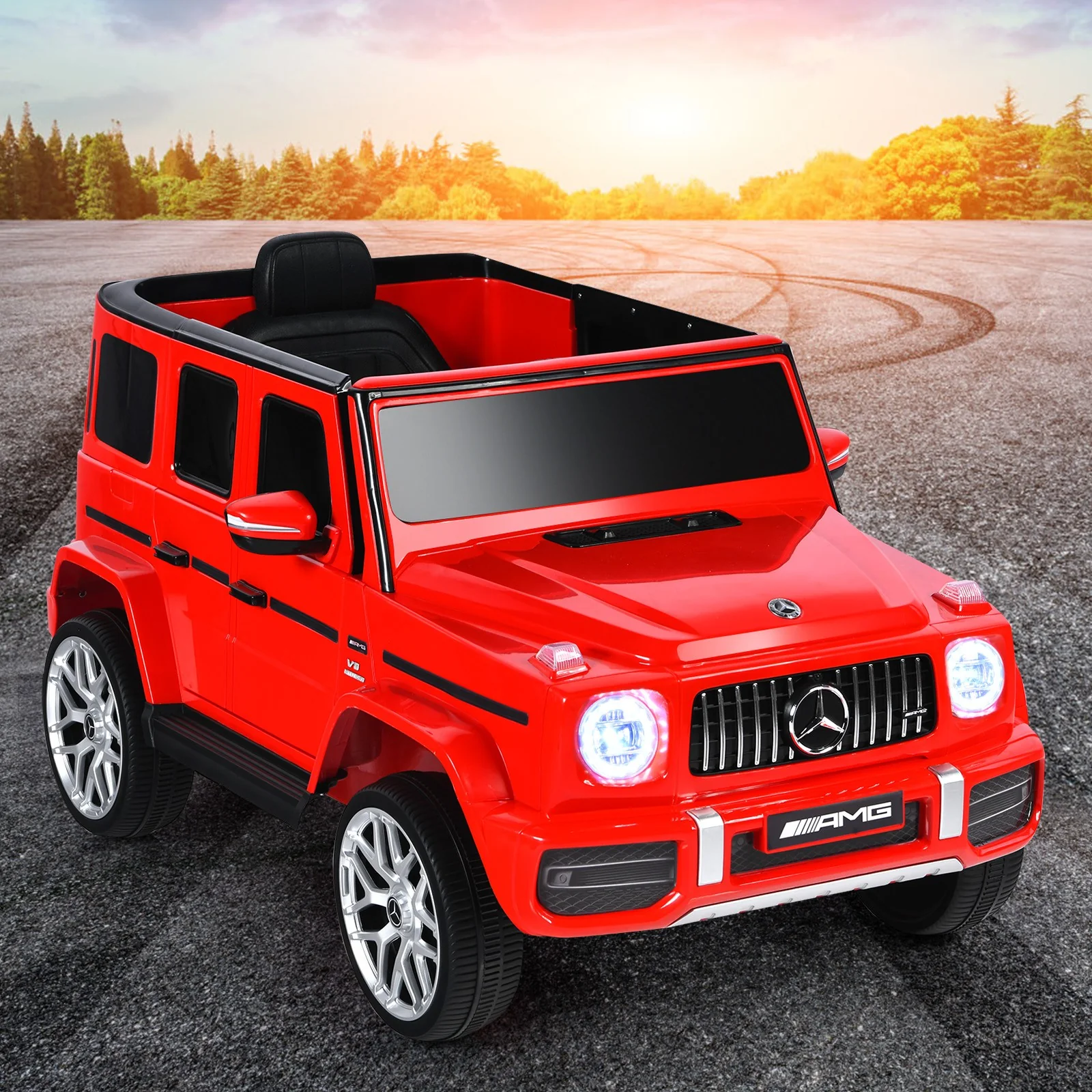 12V Kids Ride-On Mercedes G63 Car with Music and Remote Control Red - Image 4