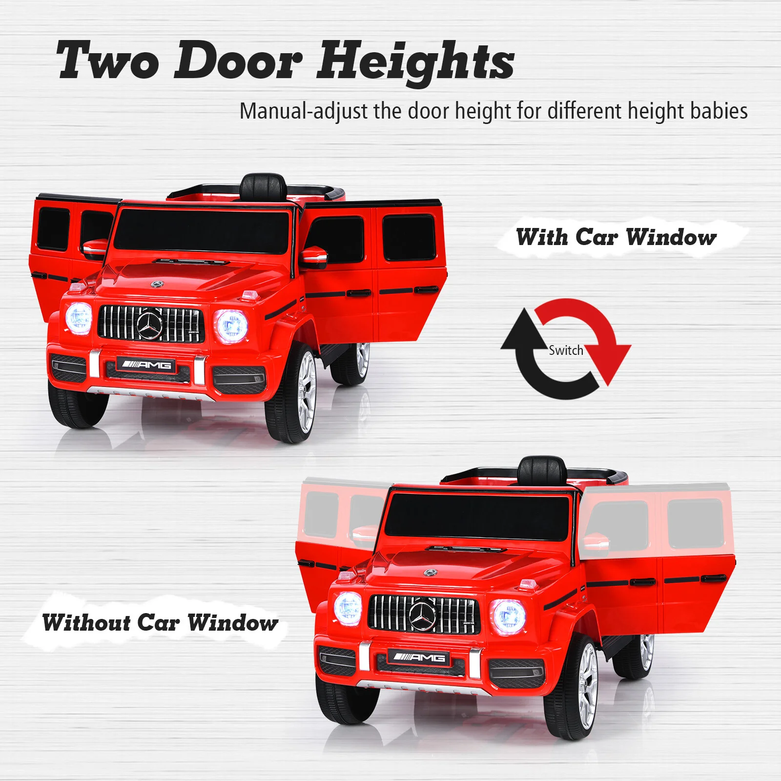 12V Kids Ride-On Car Licensed Mercedes-Benz G63 with Remote Control and Music Red - Image 6