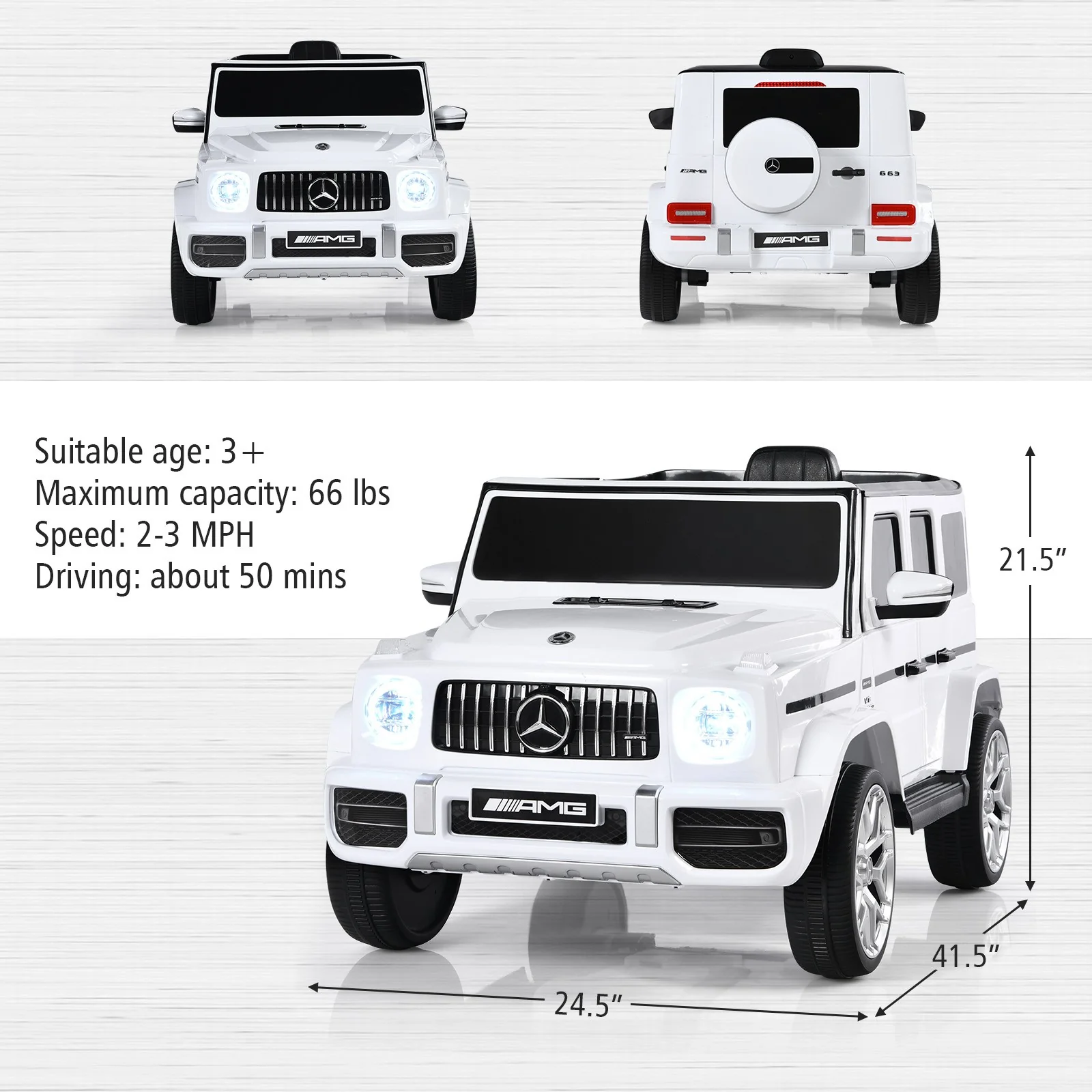 12V Kids Licensed Ride-On Mercedes G63 Car with Remote Control and Music - Image 2