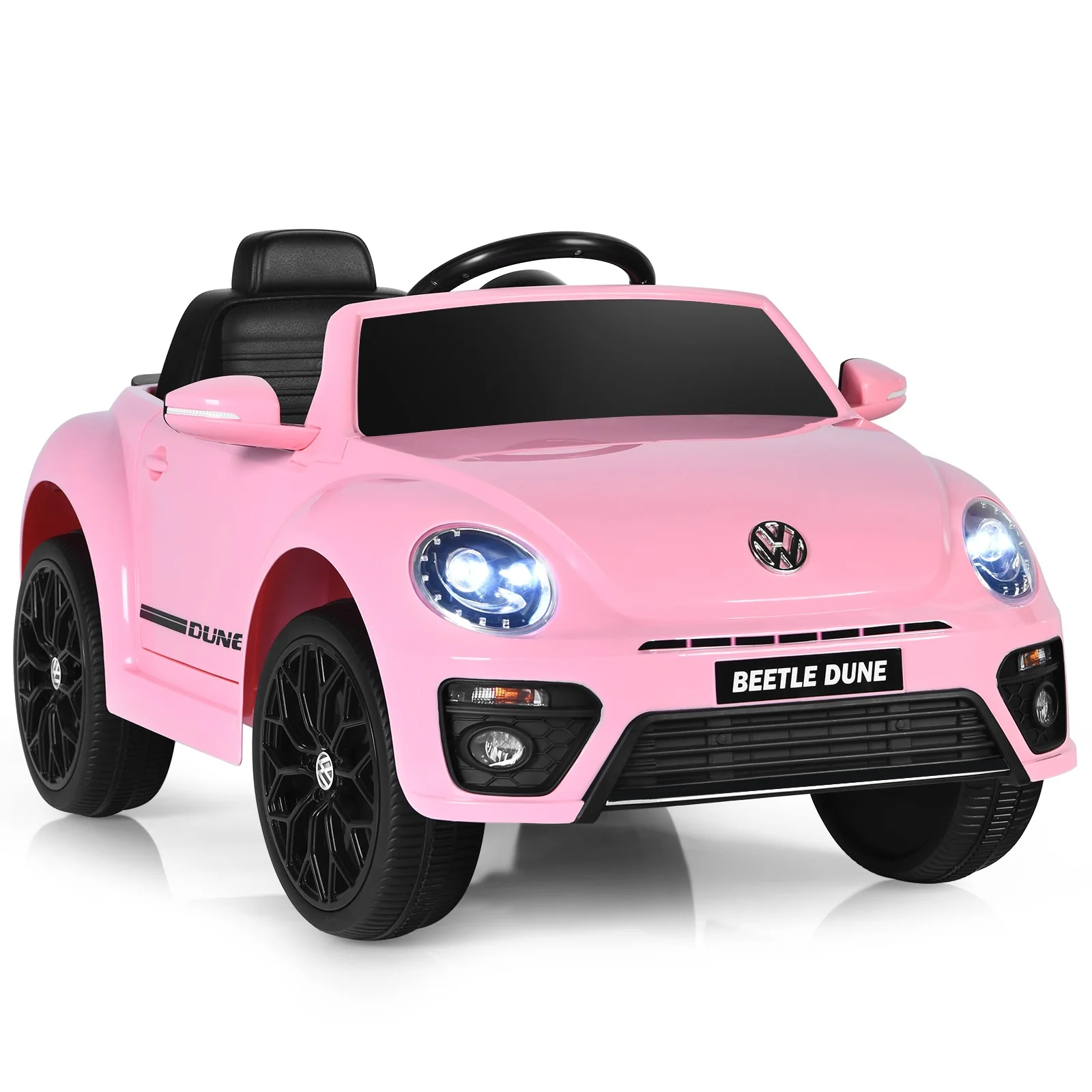 12V Kids Ride-On Licensed Volkswagen Beetle Car with Music and Remote Control Pink - Image 11