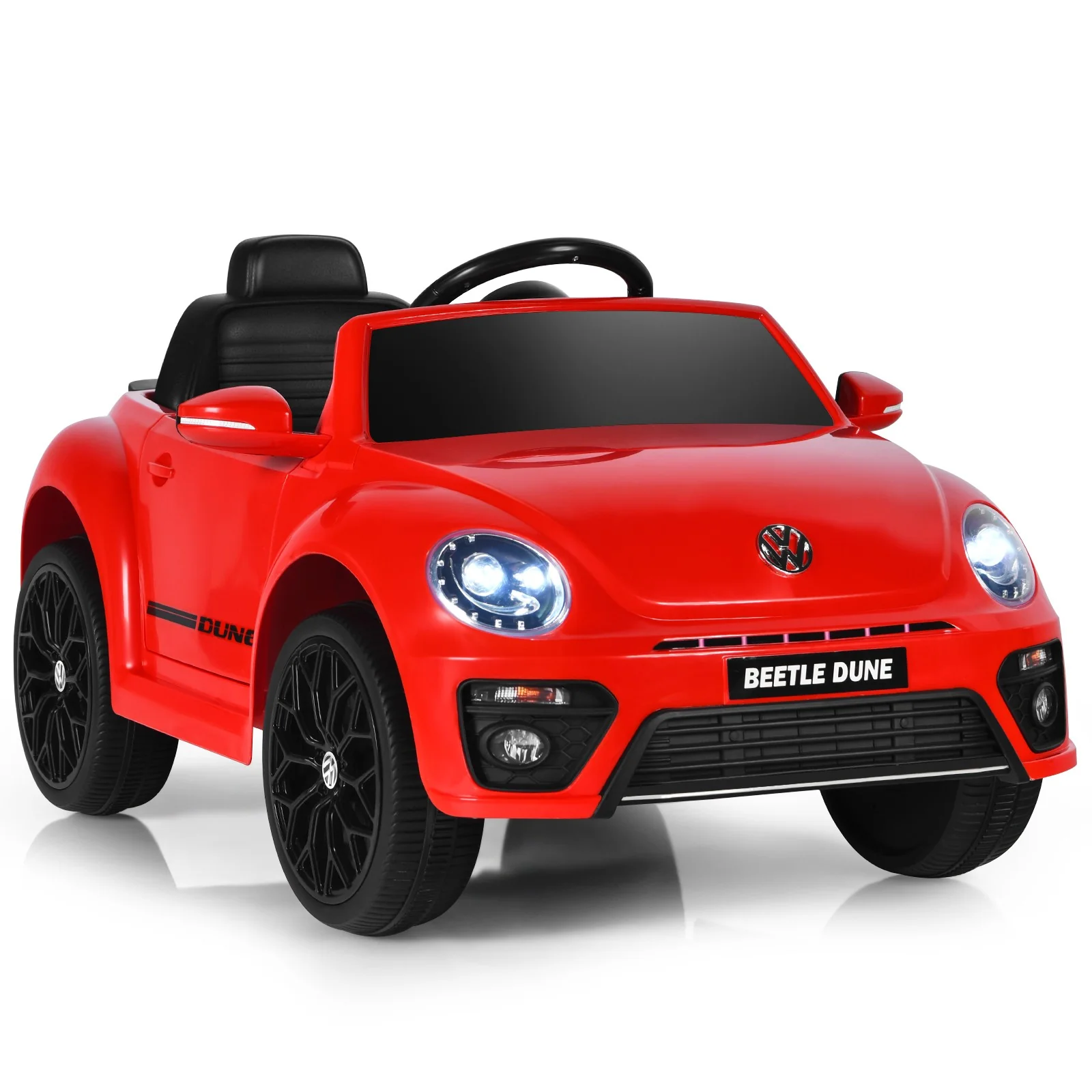 12V Licensed Volkswagen Beetle Kids Ride-On Car with Music and Remote Control Red