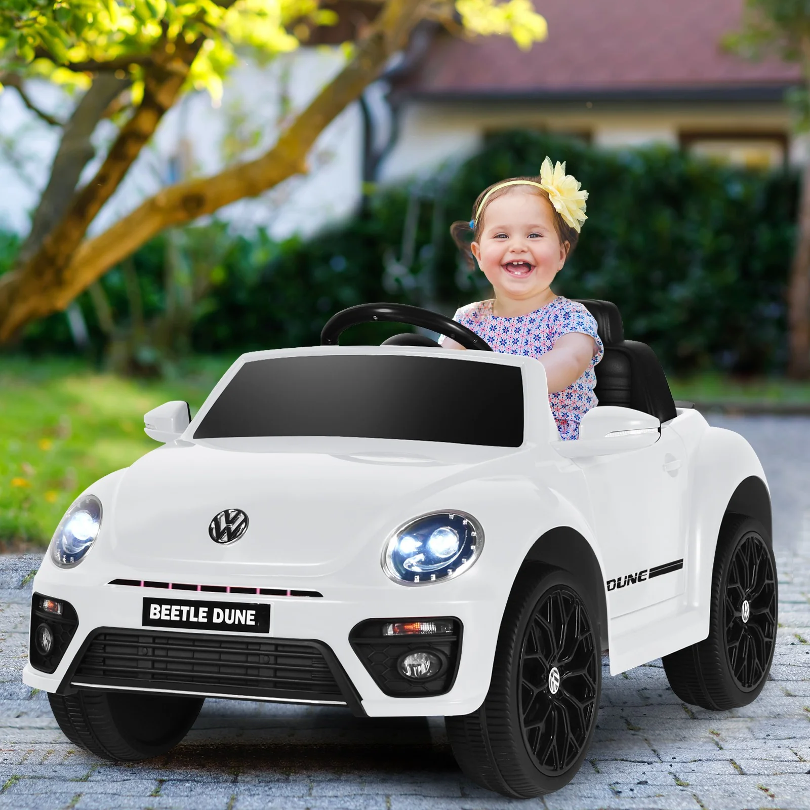 12V Kids Licensed Volkswagen Beetle Ride-On Car with Music and Remote Control - Image 4