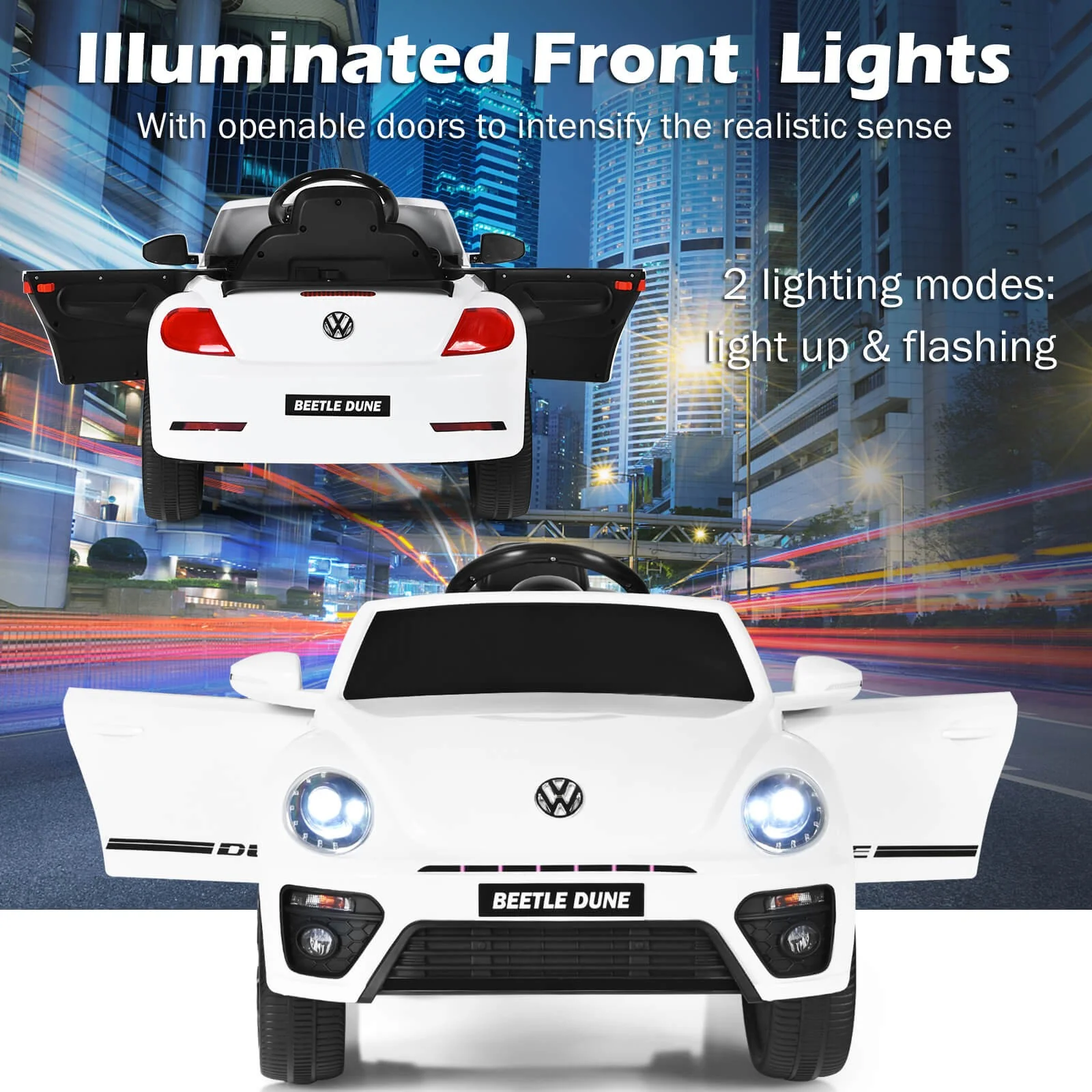 12V Kids Licensed Volkswagen Beetle Ride-On Car with Music and Remote Control - Image 5