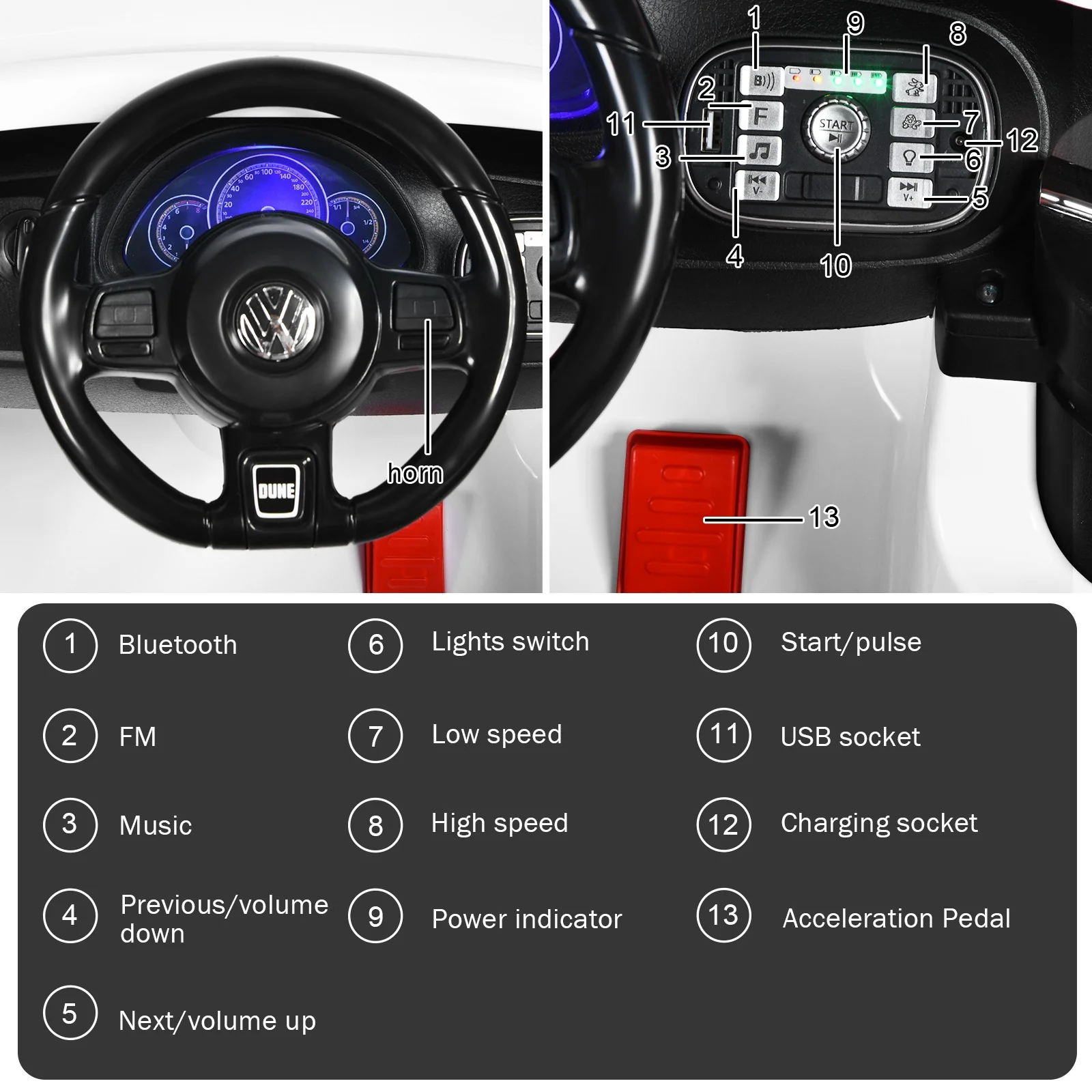 12V Kids Licensed Volkswagen Beetle Ride-On Car with Music and Remote Control - Image 6