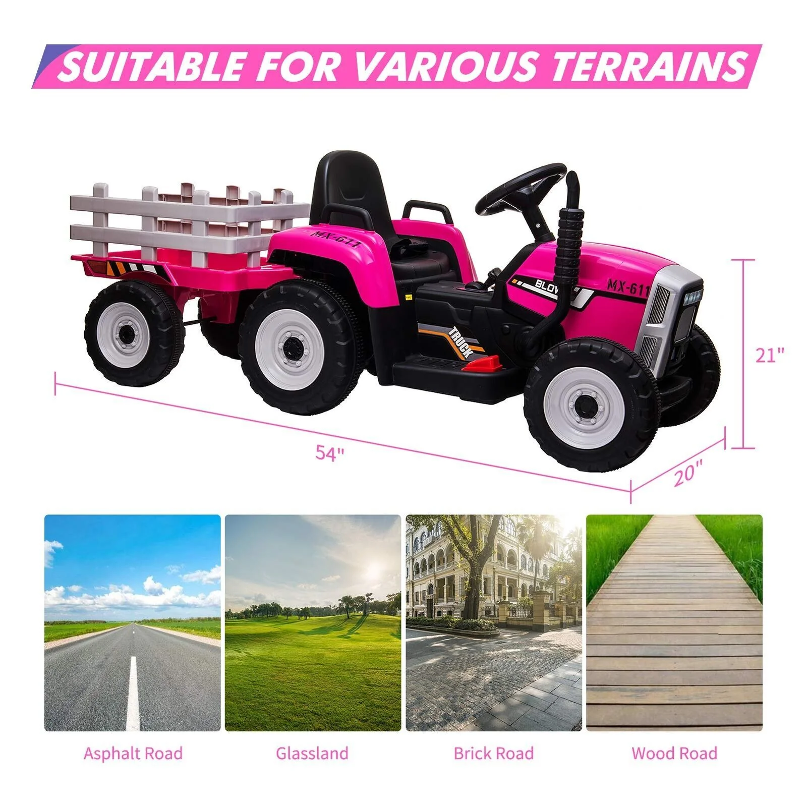 12V Kids Ride-On Tractor Truck with Music and Detachable Trailer for Boys and Girls - Image 3