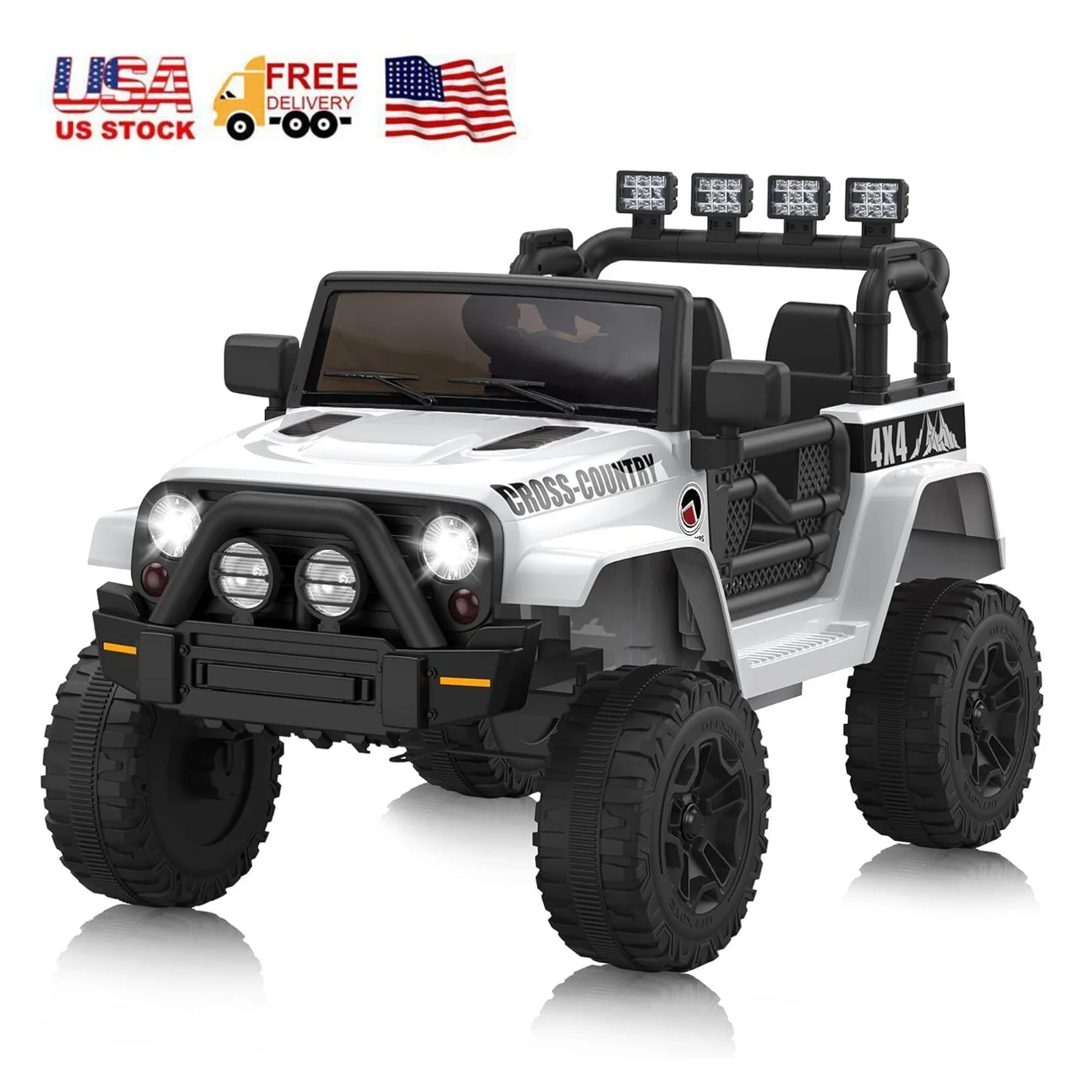 12V Electric 2-Seater Kids Ride-On Truck with Remote Control and LED Lights