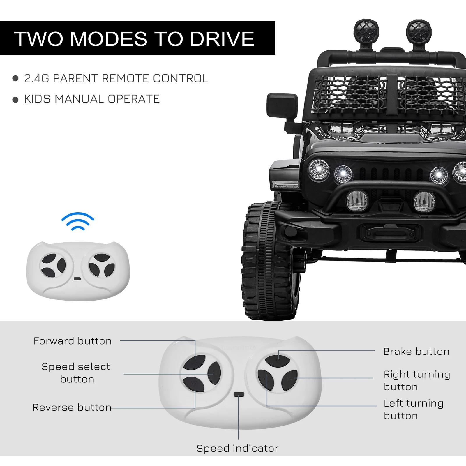 12V Electric Ride-On Kids Truck with Remote Control Battery Powered Car Black - Image 7