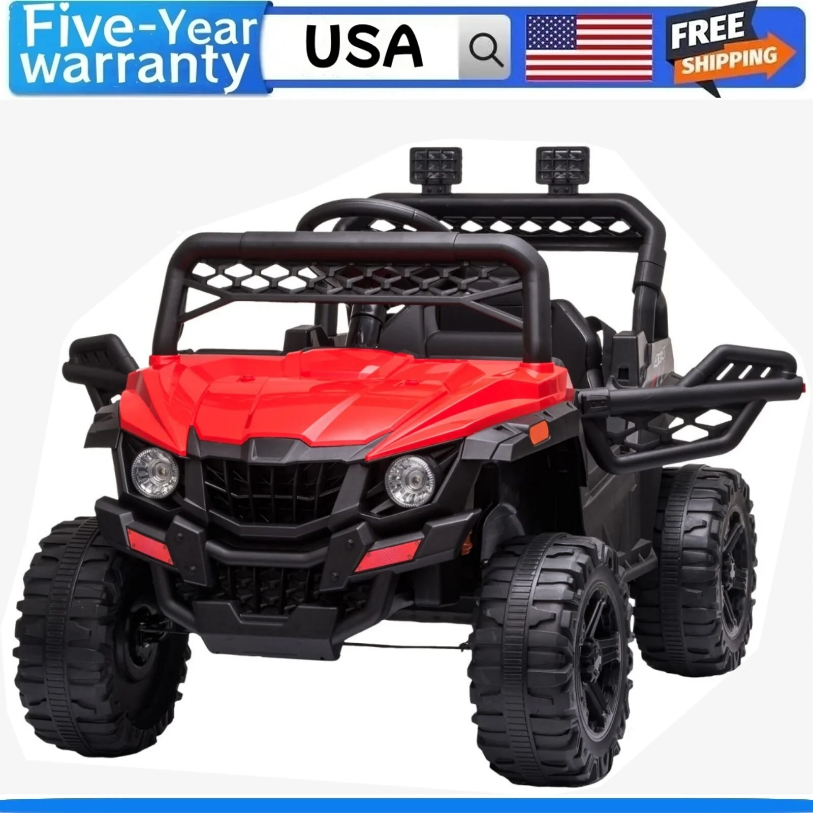 12V Kids Ride-On Truck with Parent Remote Control, LED Lights, and AUX Port