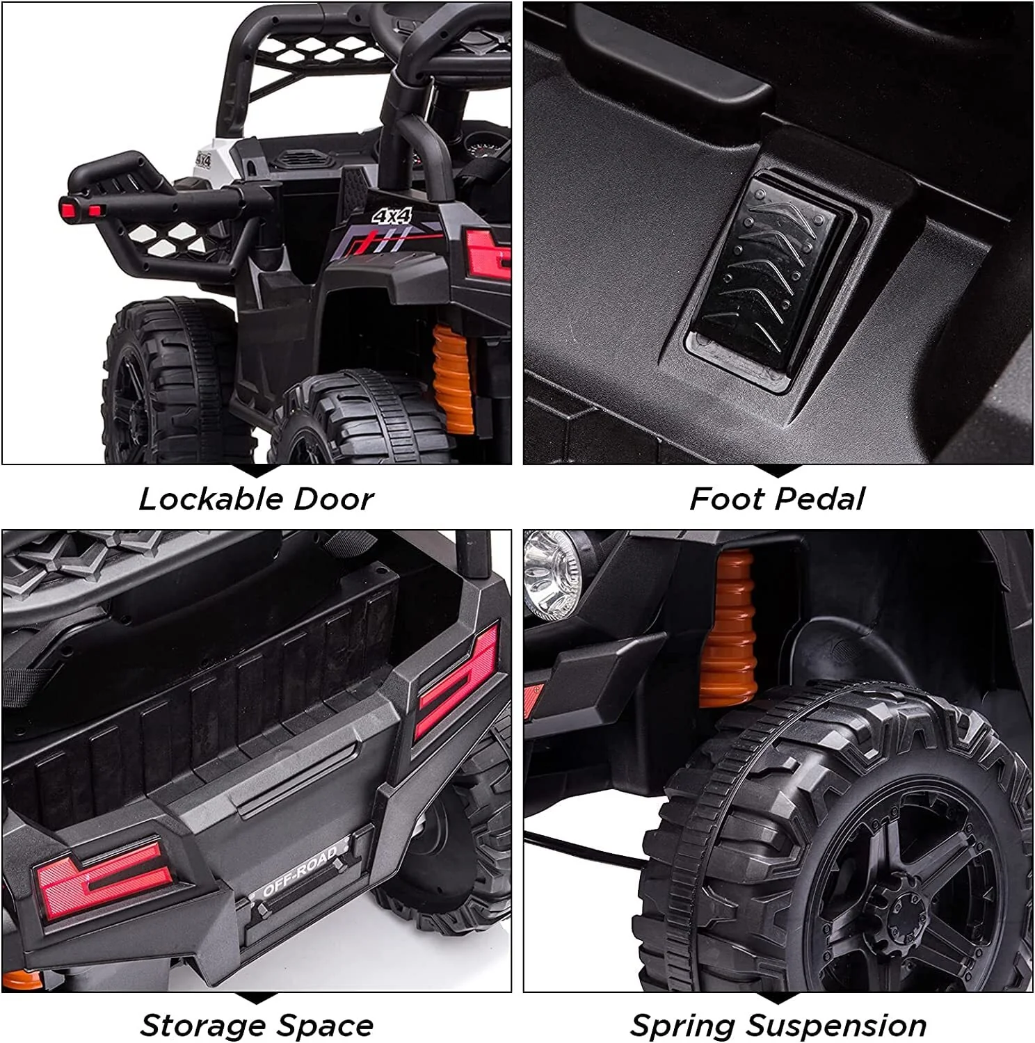 12V Kids Ride-On Car Truck with Parent Remote Control, LED Lights, and AUX Music Port - Image 4
