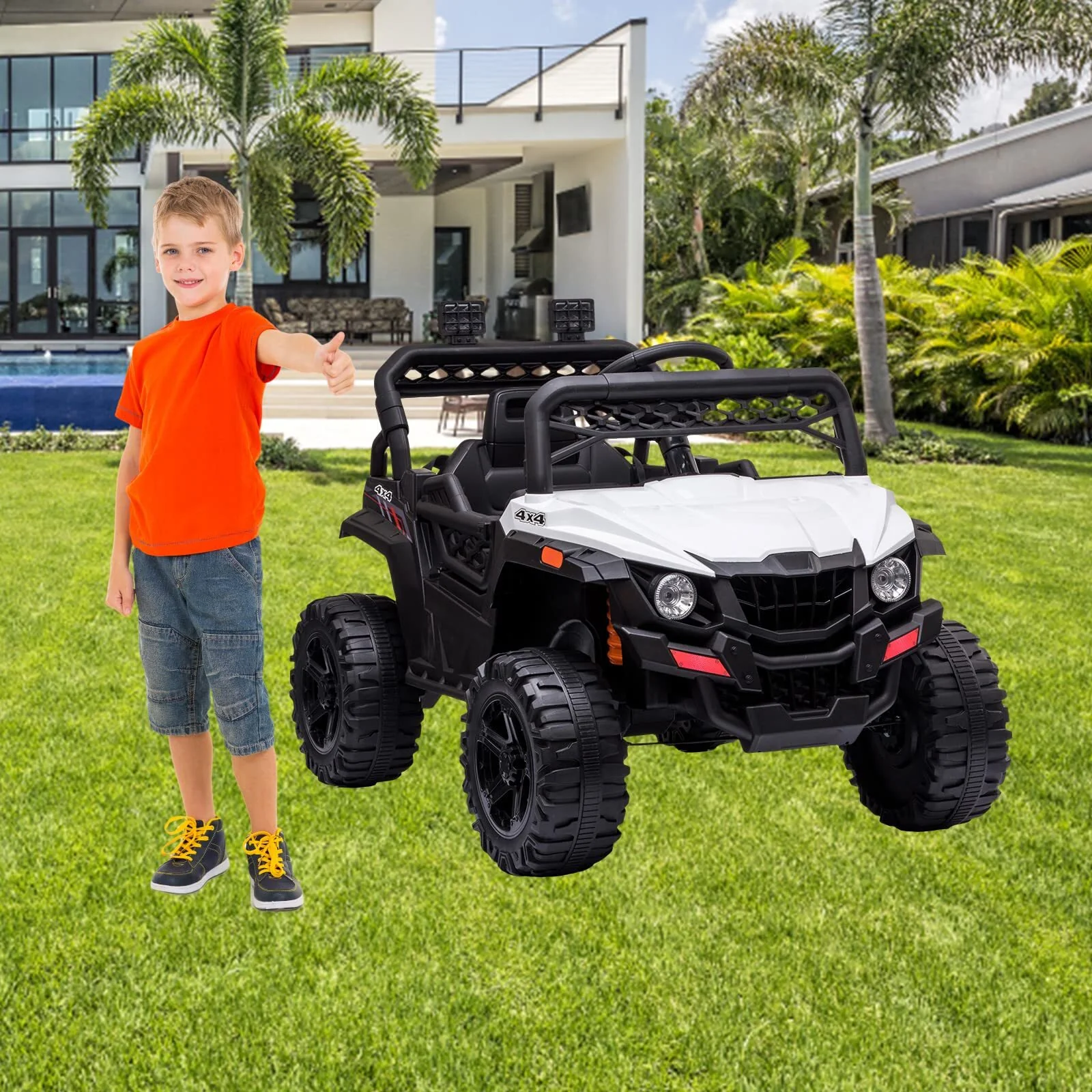 12V Kids Ride-On Car Truck with Parent Remote Control, LED Lights, and AUX Music Port - Image 6