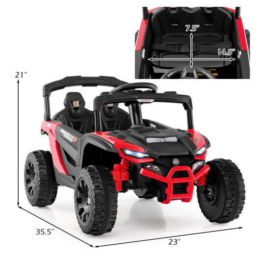 12V Black Electric UTV Ride-On Car for Kids with LED Lights, Music, and Horn - Image 5