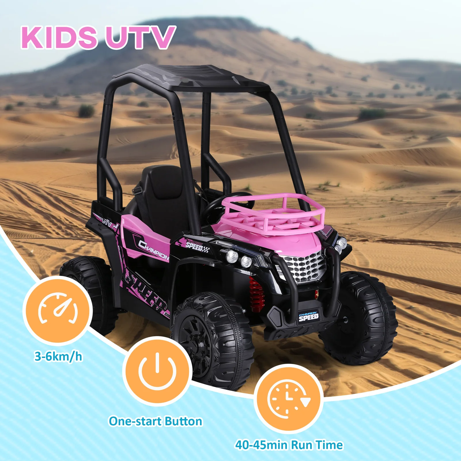 12V Kids Ride-On UTV Car with Music, Lights, MP3/USB, Suspension System, and Remote Control - Image 6