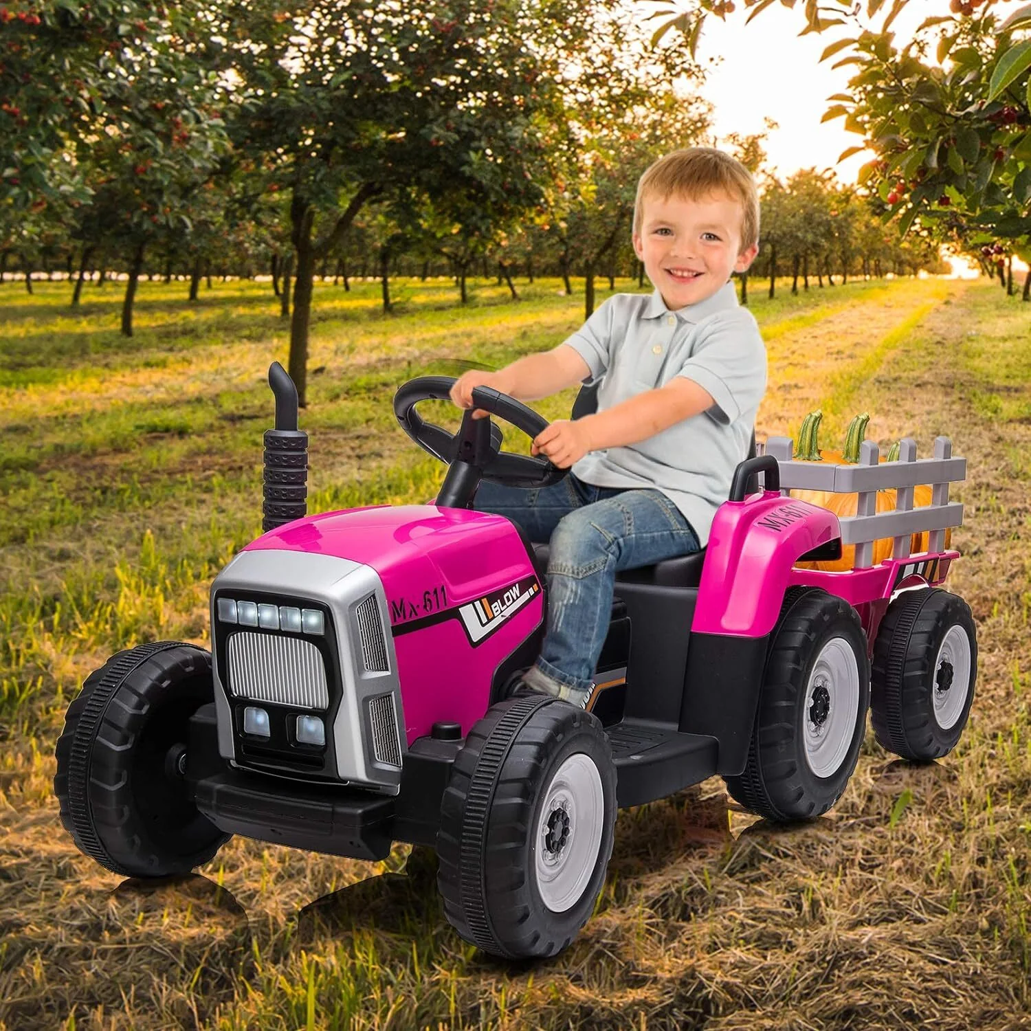 12V Battery-Powered Kids Electric Ride-On Car with Remote Control and Trailer - Image 14