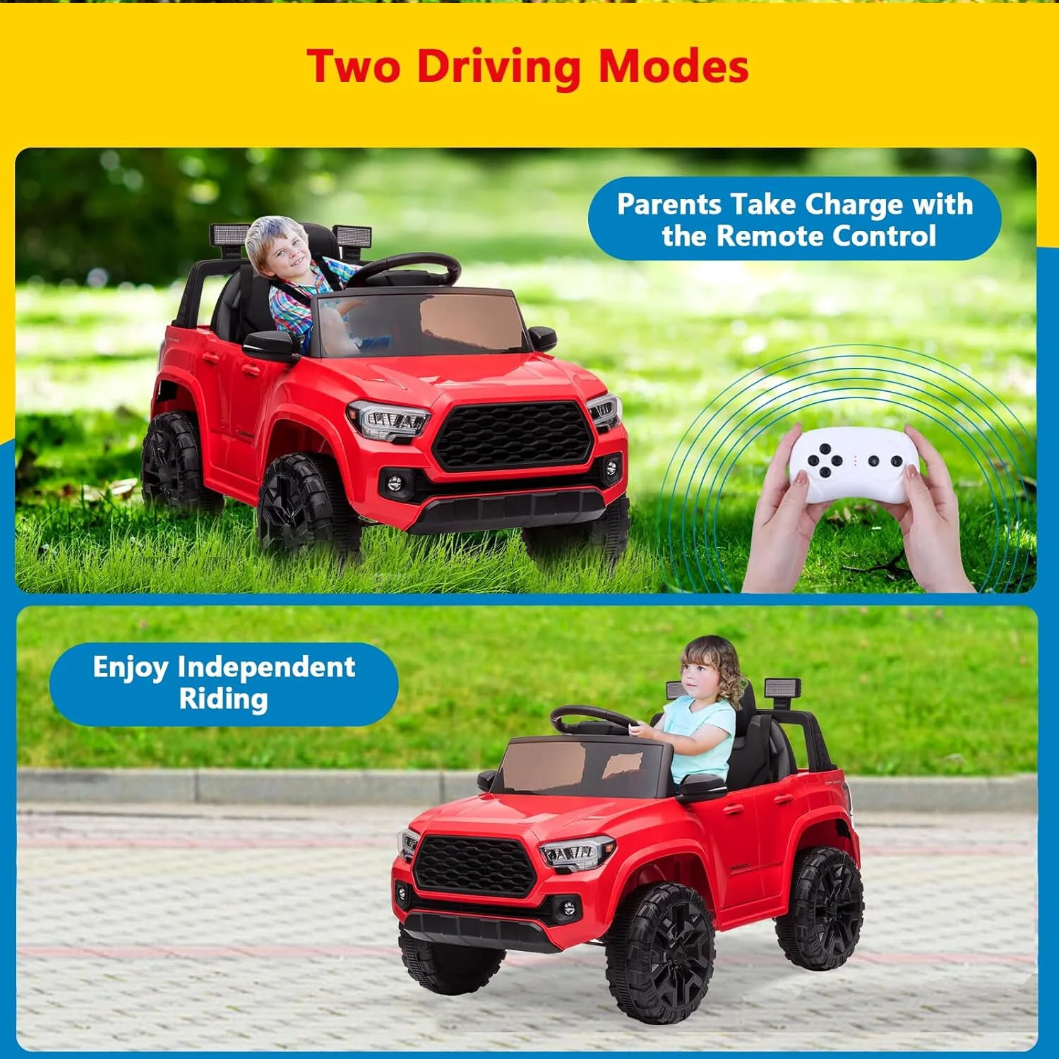 12V Kids Ride-On Car with Parent Remote Control and LED Headlights for Ages 3-6 - Image 24