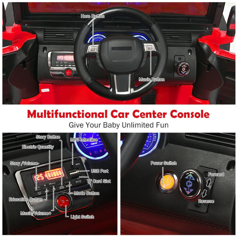 12V Kids Ride-On Car with Remote Control and Double Magnetic Doors - Image 11