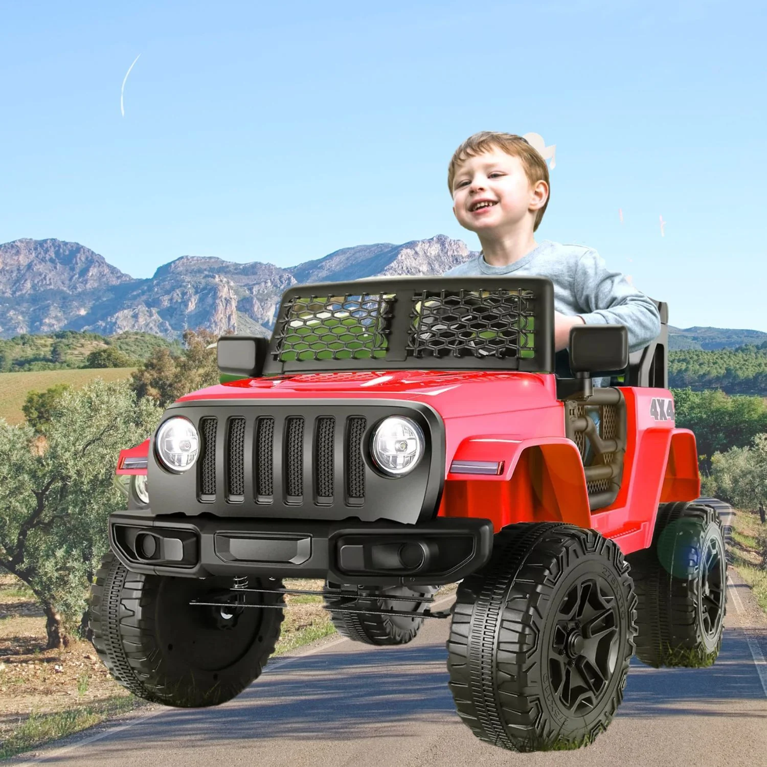 12V Kids Ride-On Off-Road Truck Toy with Remote Control and MP3 USB AUX Music Function, 3 Speed Settings - Image 2