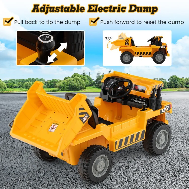 12V Kids Electric Ride-On Dump Truck with Remote Control and Adjustable Dump Bed - Image 11