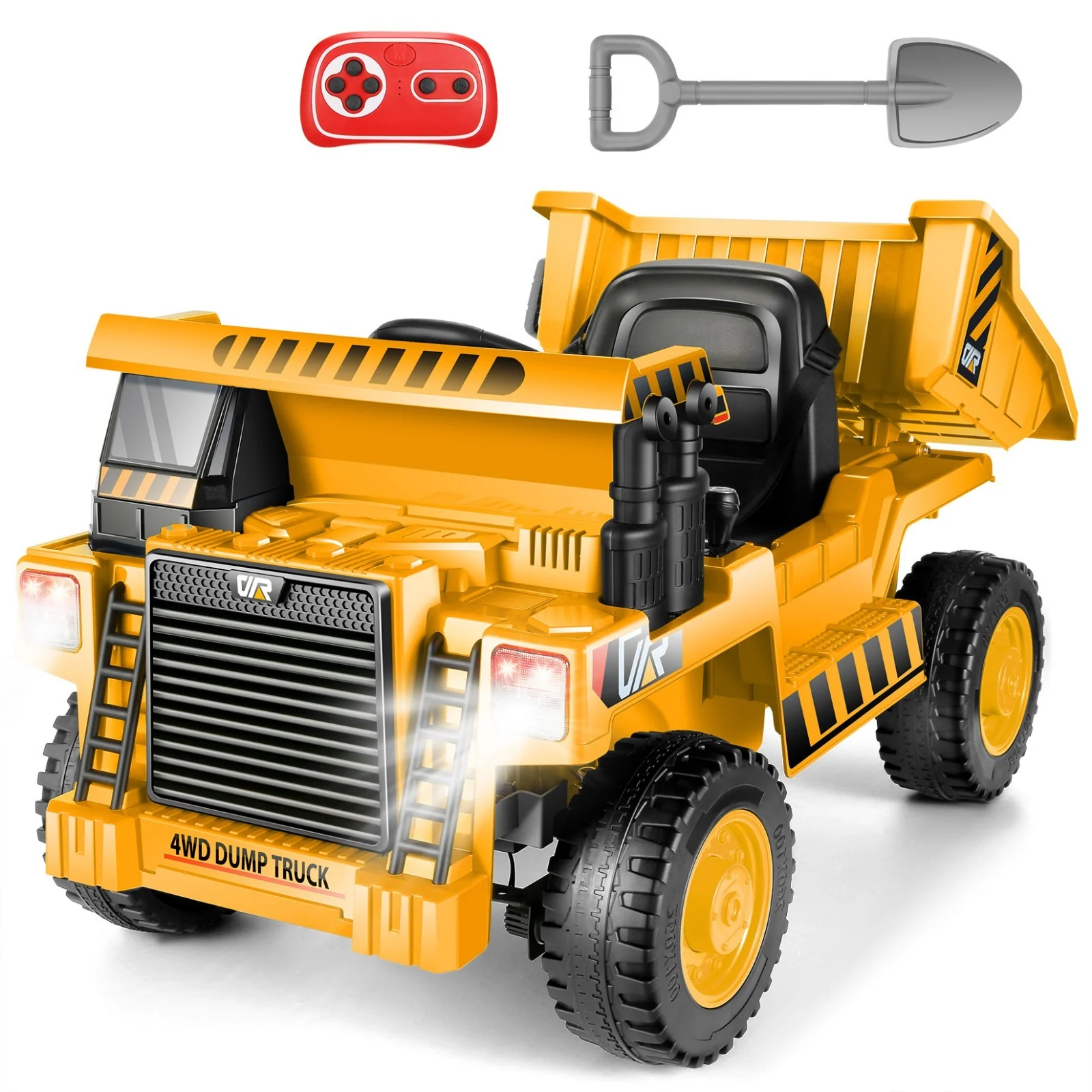 12V Kids Electric Ride-On Dump Truck with Remote Control, Music, and Functional Dump Bed